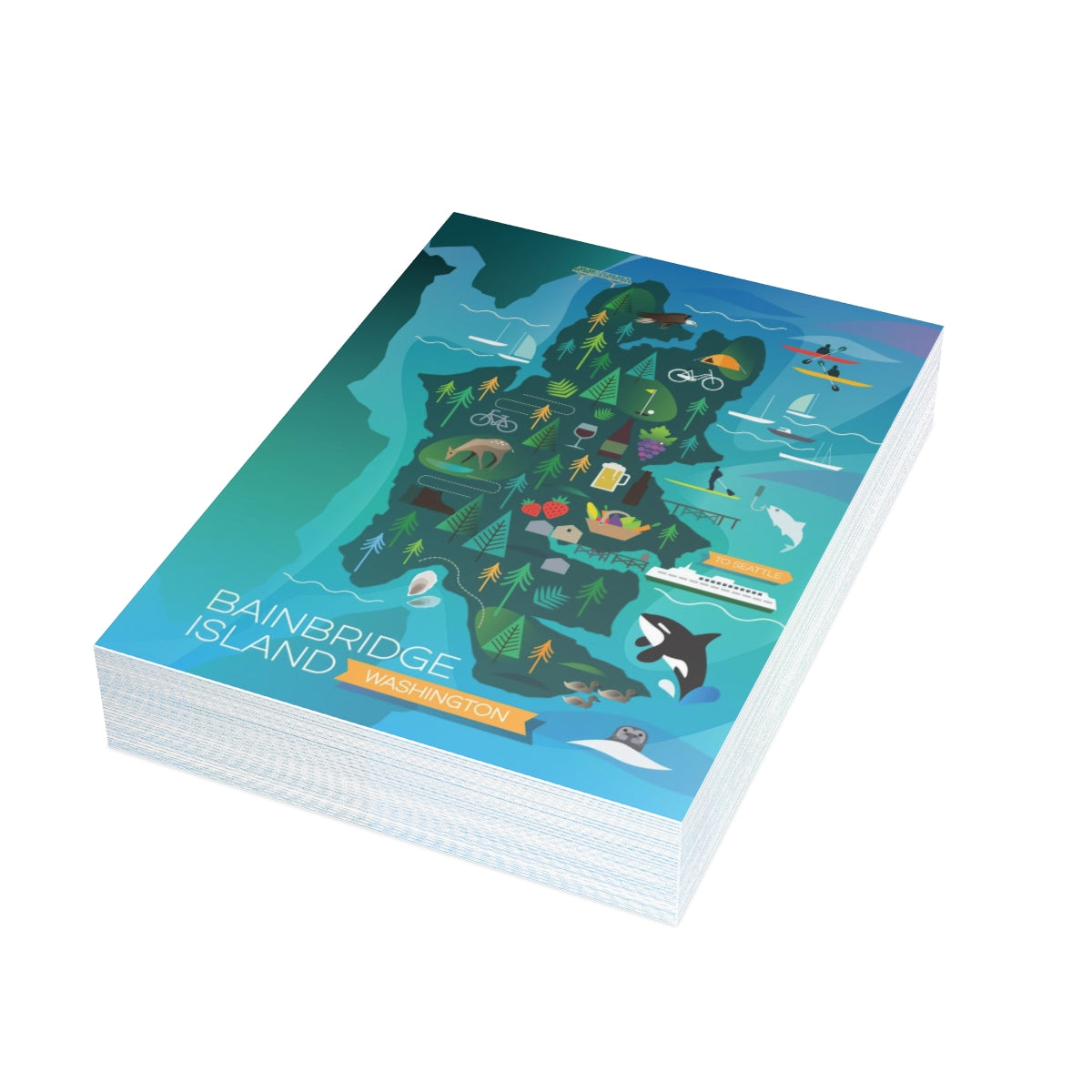 Bainbridge Island Folded Matte Notecards + Envelopes (10pcs)
