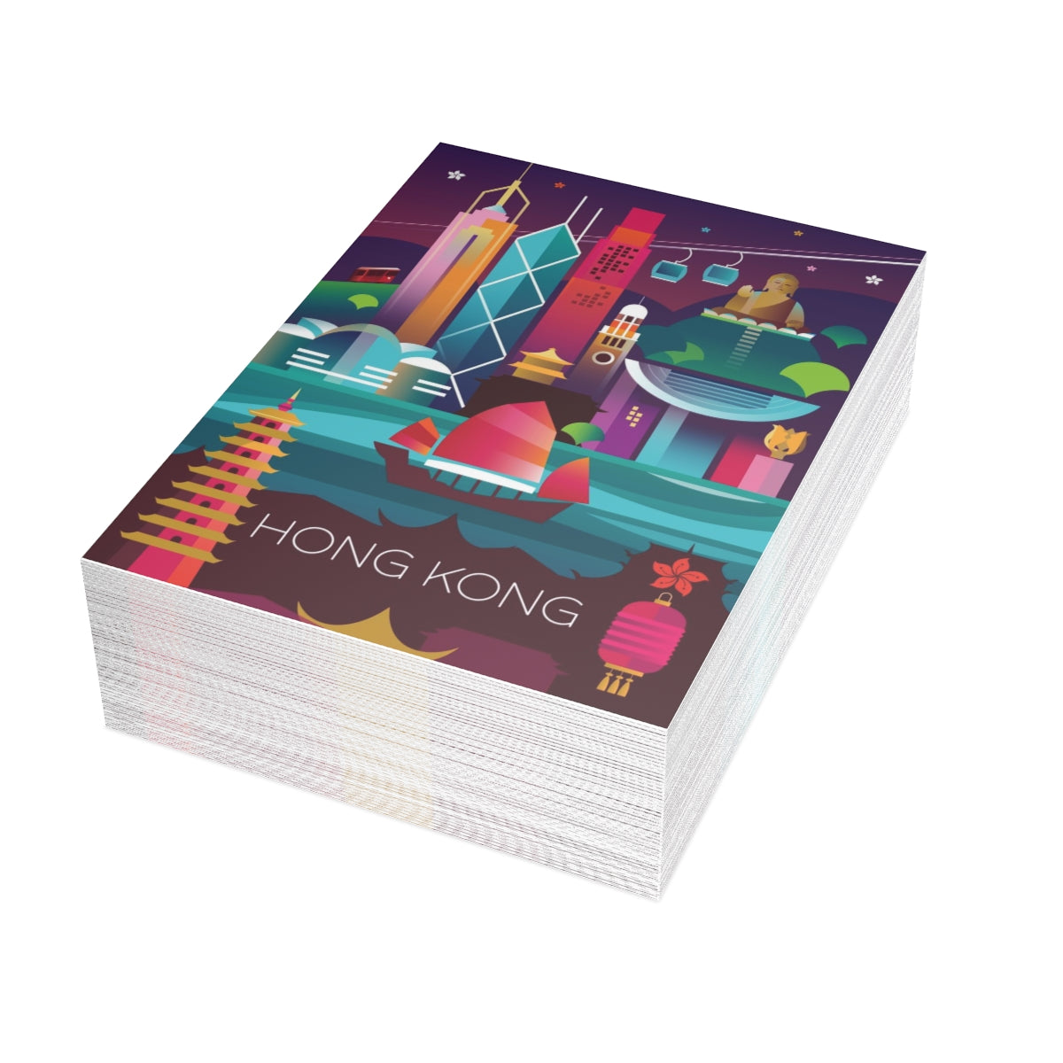 Hong Kong Folded Matte Notecards + Envelopes (10pcs)