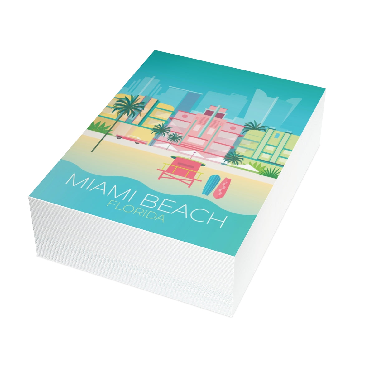Miami Beach Folded Matte Notecards + Envelopes (10pcs)