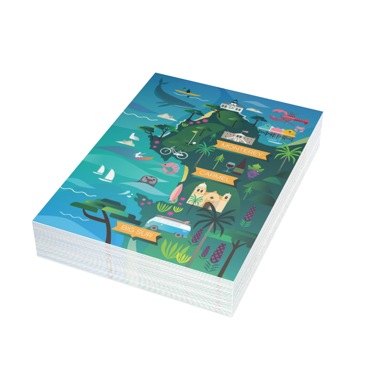 Monterey + Carmel Folded Matte Notecards + Envelopes (10pcs)