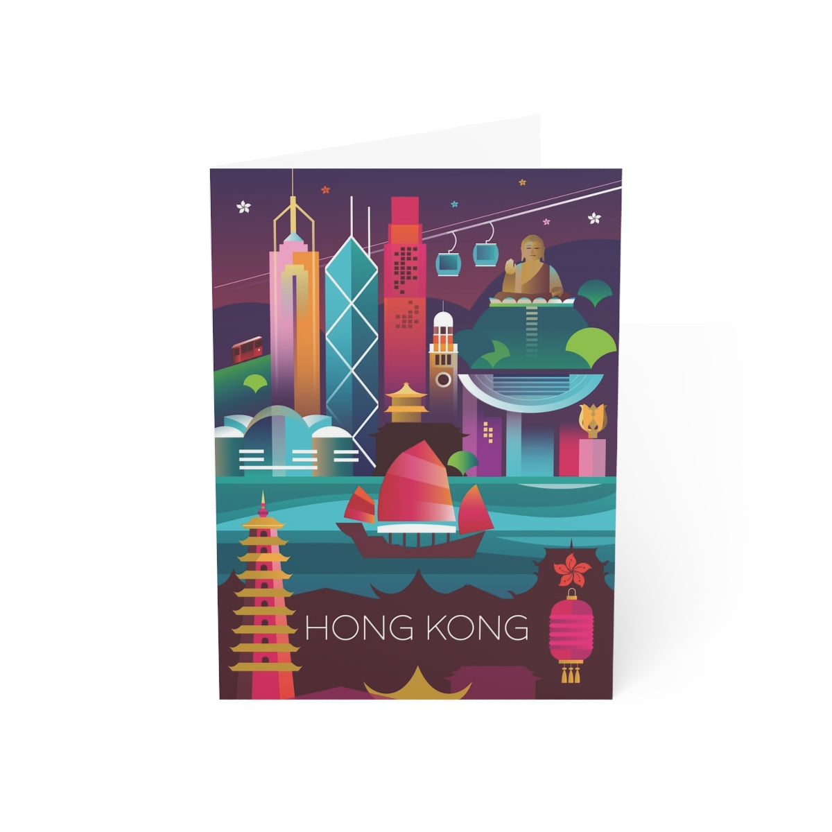 Hong Kong Folded Matte Notecards + Envelopes (10pcs)