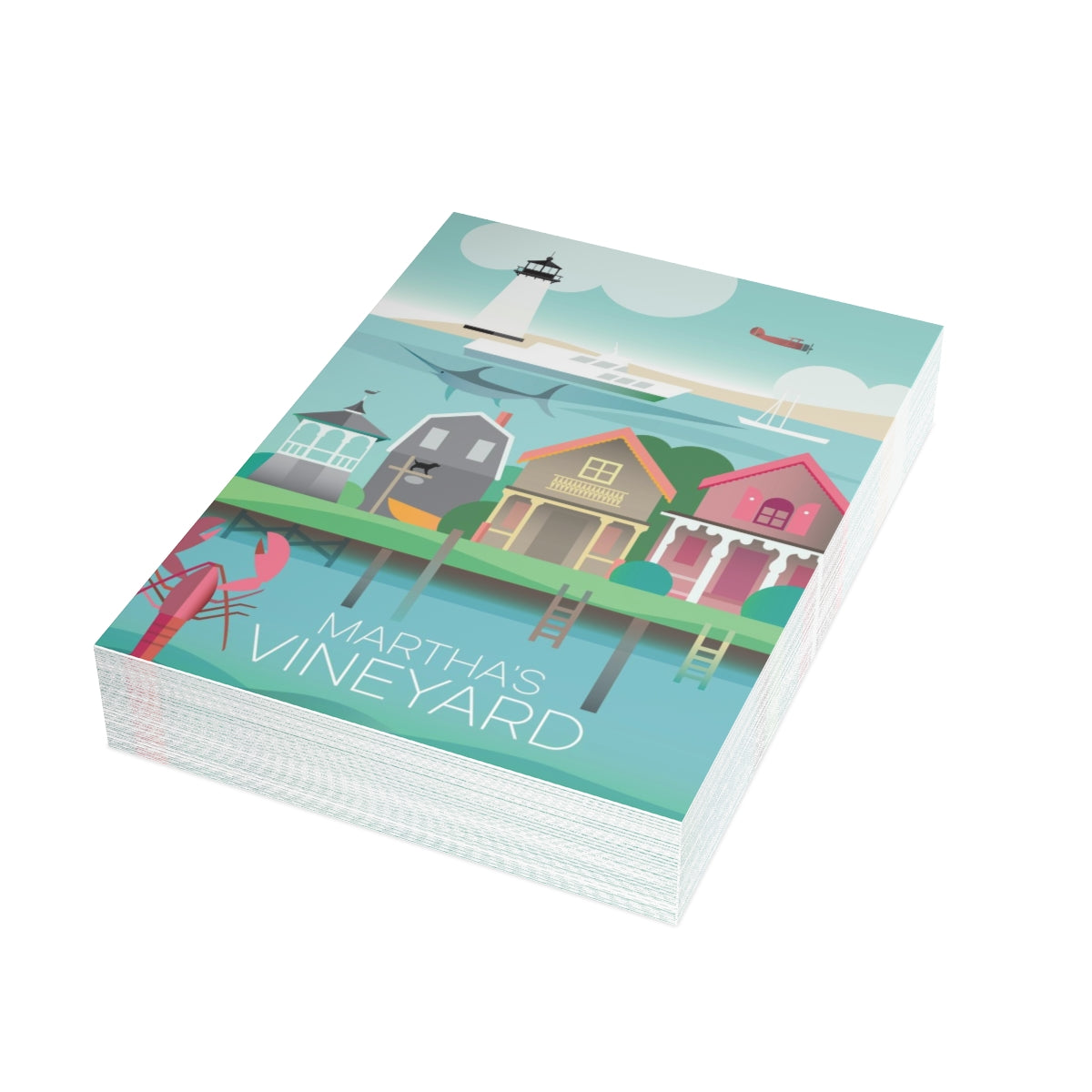 Martha's Vineyard Folded Matte Notecards + Envelopes (10pcs)