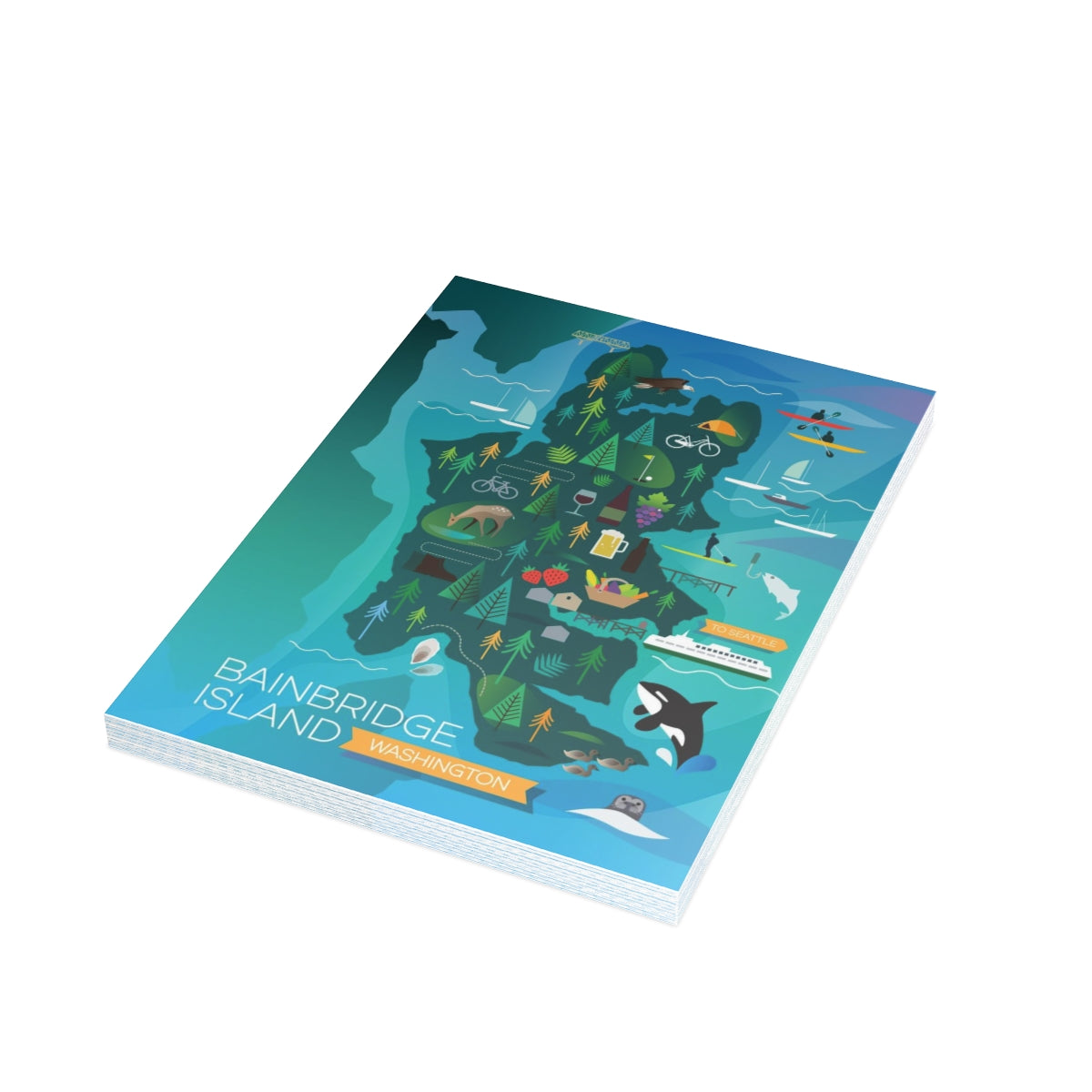 Bainbridge Island Folded Matte Notecards + Envelopes (10pcs)