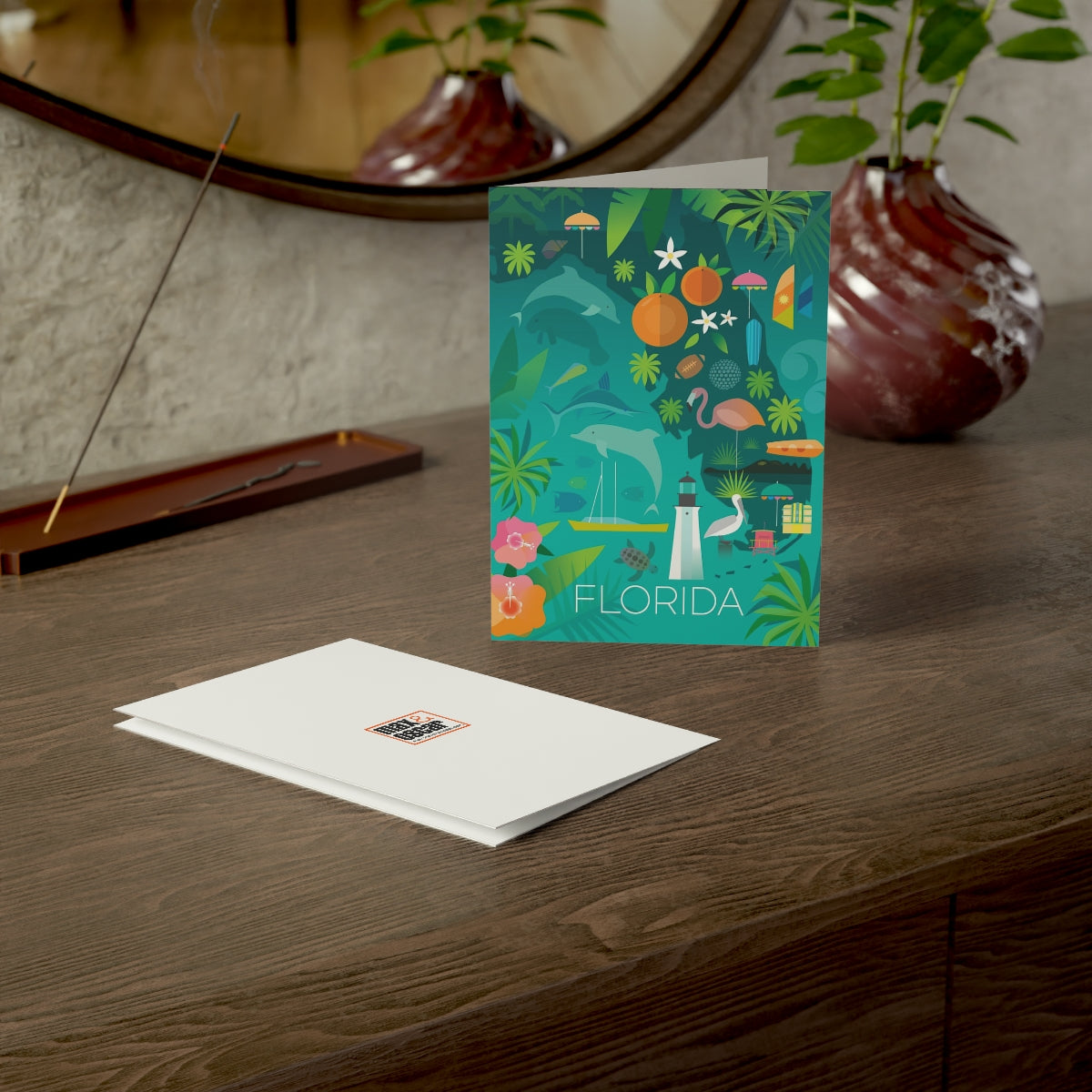 Florida Map Folded Matte Notecards + Envelopes (10pcs)