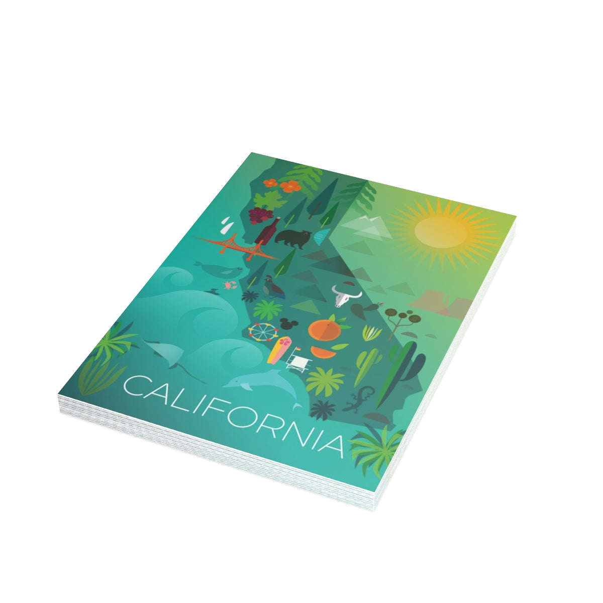 California Map Folded Matte Notecards + Envelopes (10pcs)