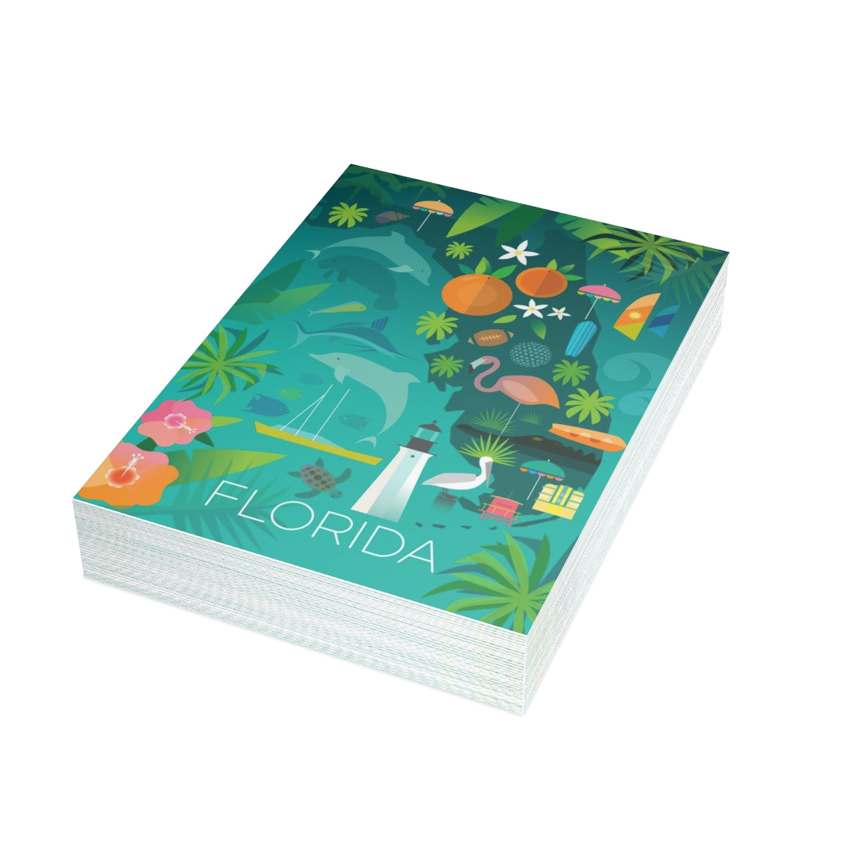 Florida Map Folded Matte Notecards + Envelopes (10pcs)