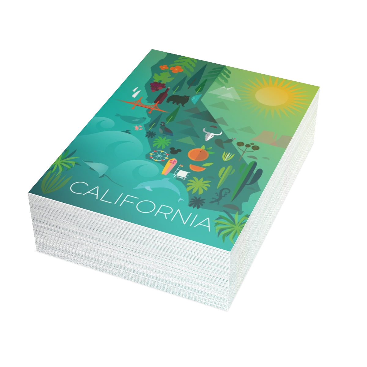 California Map Folded Matte Notecards + Envelopes (10pcs)