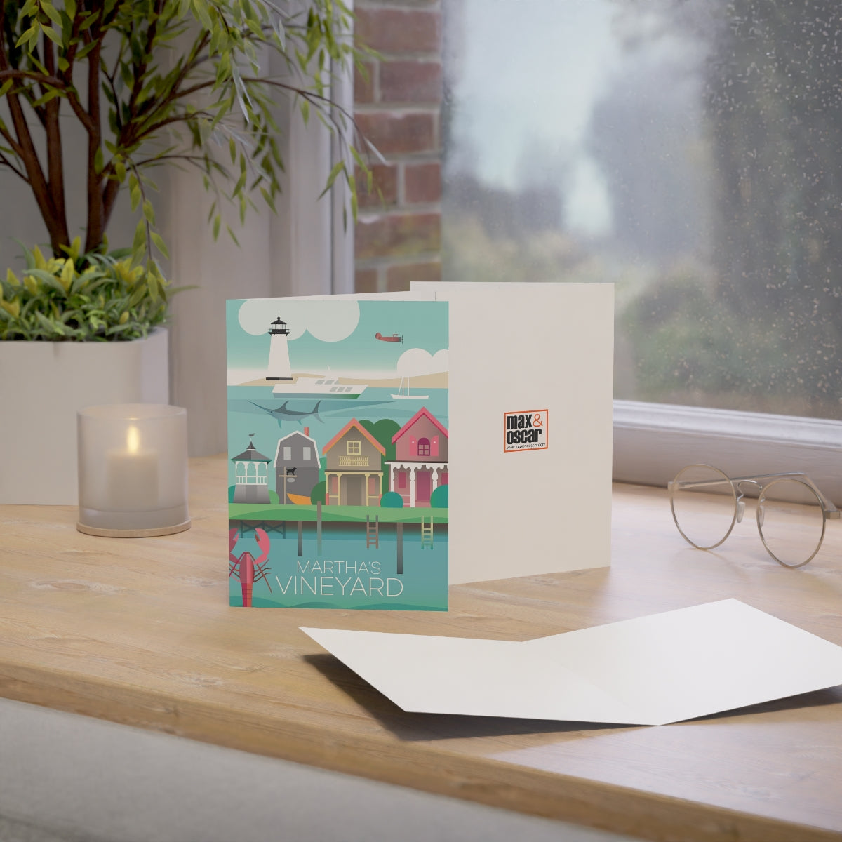 Martha's Vineyard Folded Matte Notecards + Envelopes (10pcs)