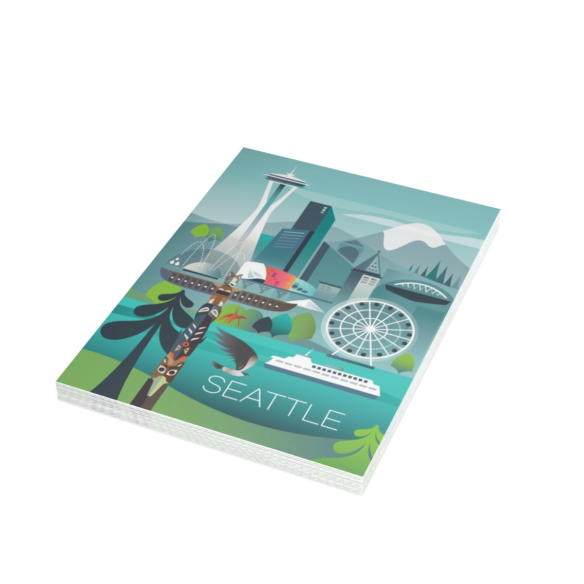 Seattle Folded Matte Notecards + Envelopes (10pcs)