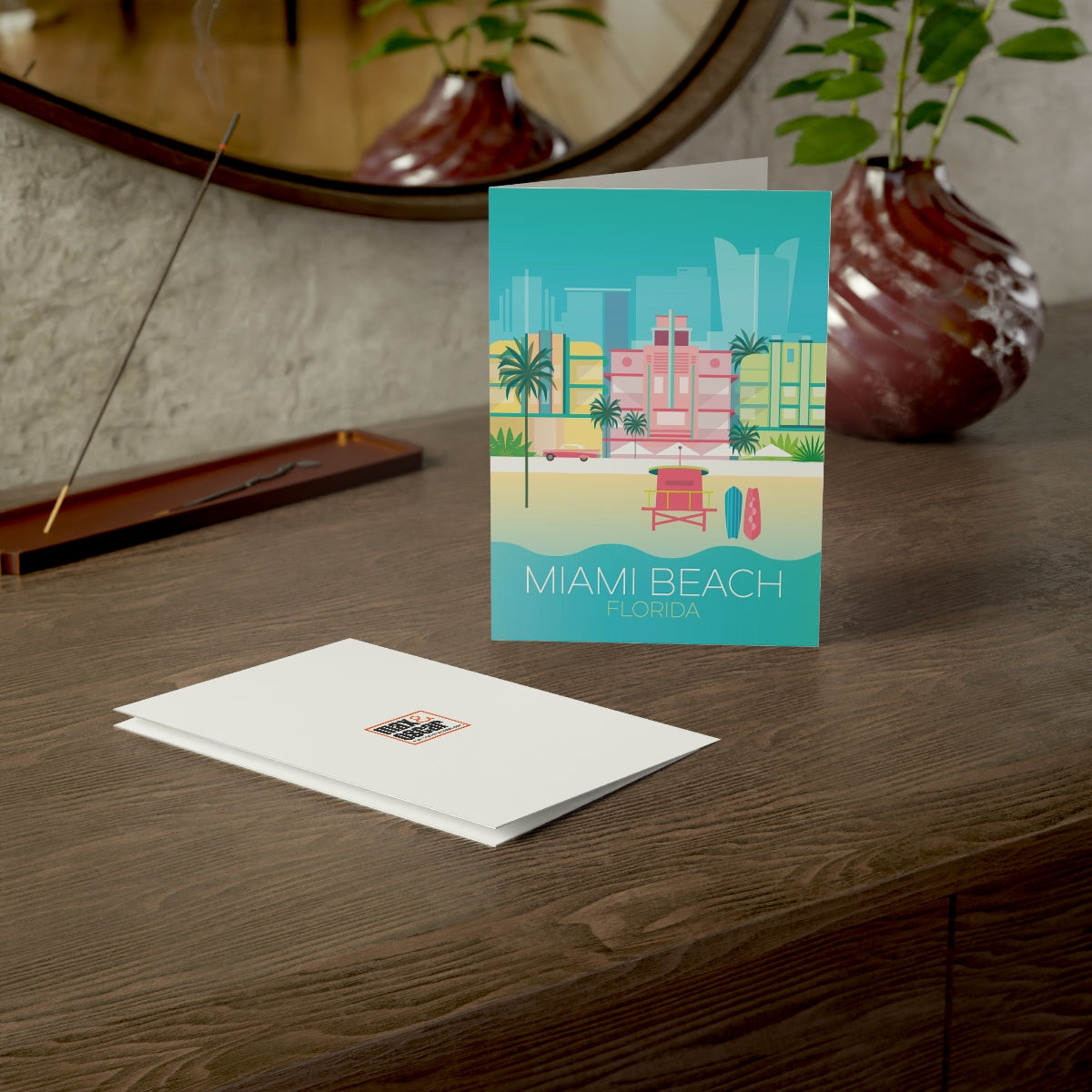 Miami Beach Folded Matte Notecards + Envelopes (10pcs)