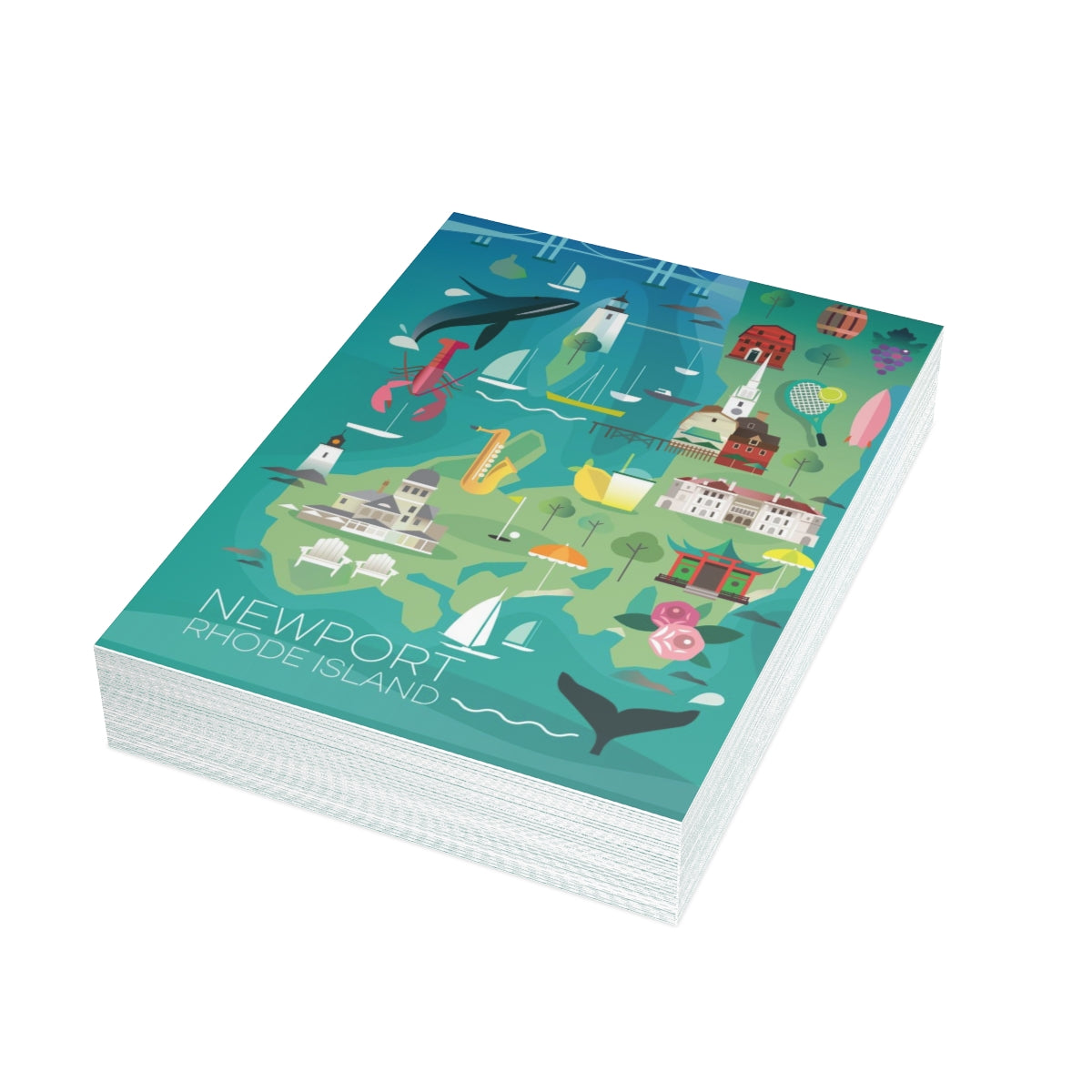 Newport Folded Matte Notecards + Envelopes (10pcs)