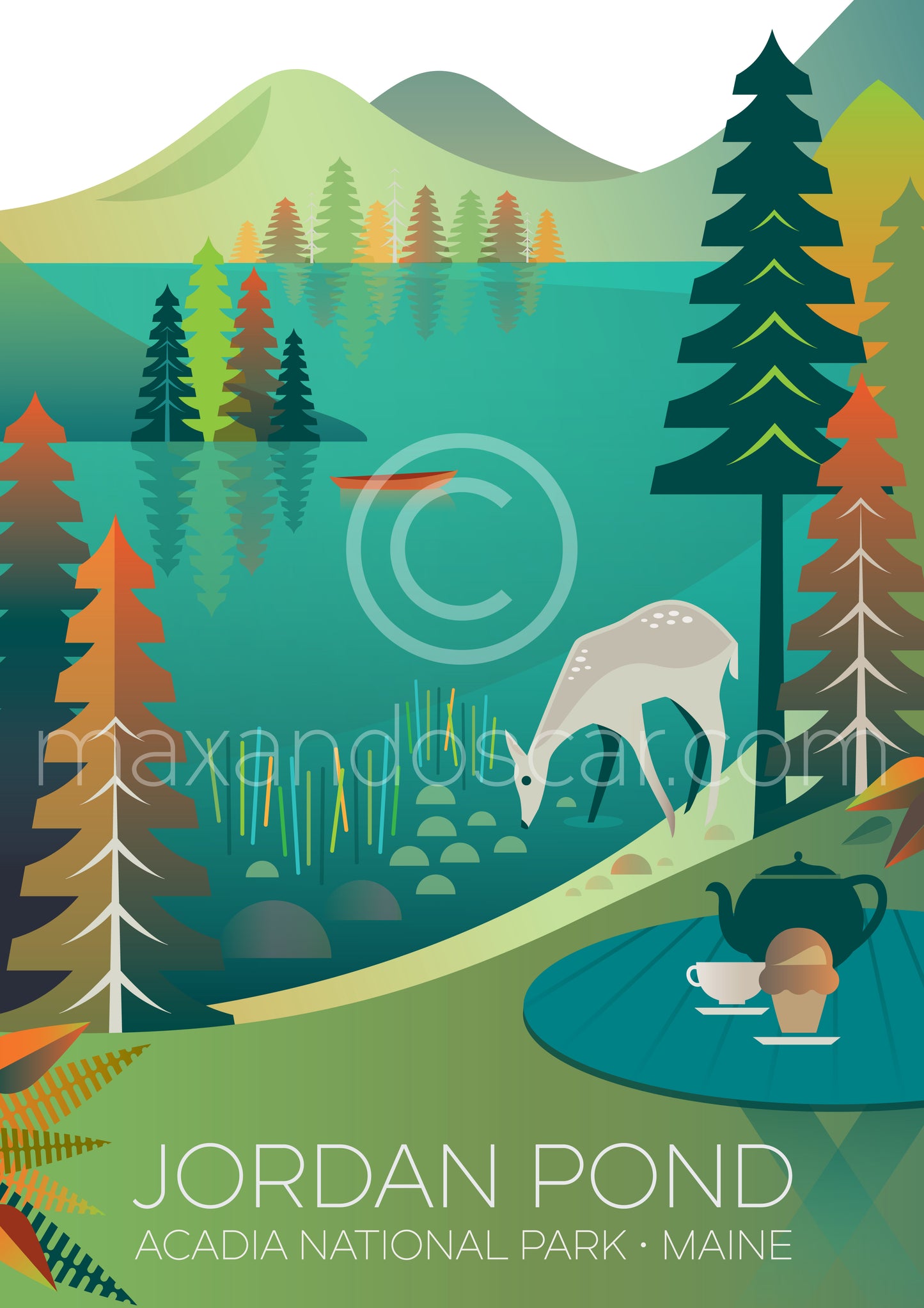 ACADIA NATIONAL PARK, JORDAN POND PRINT