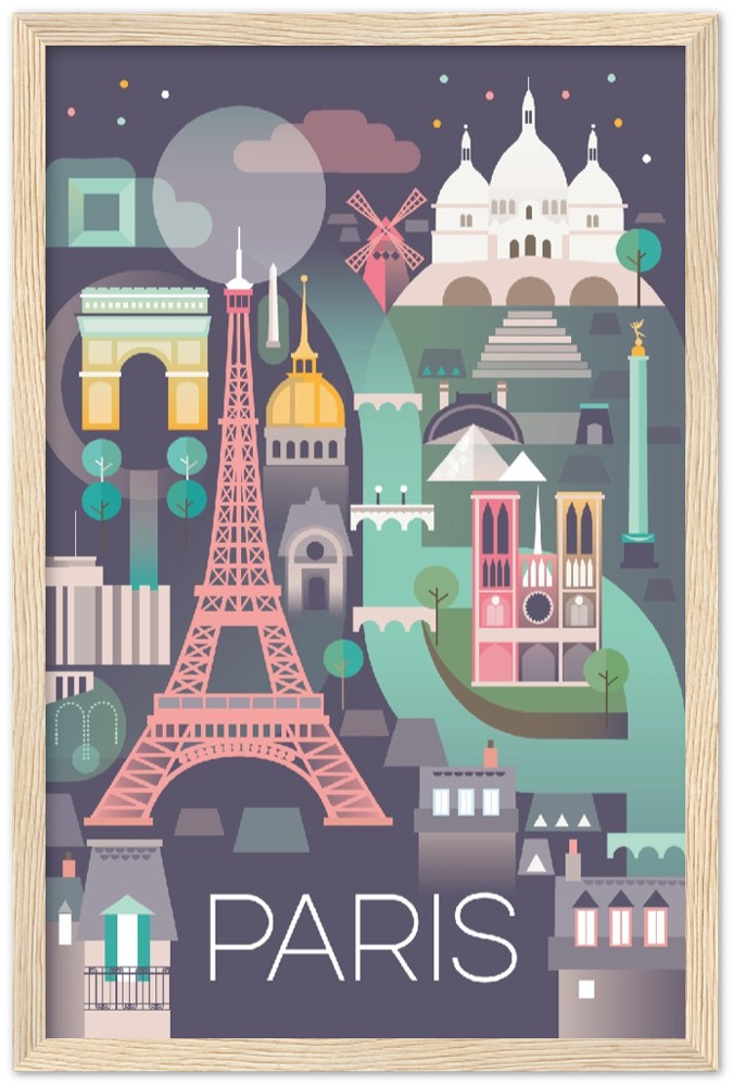 Paris Premium Matte Paper Wooden Framed Poster