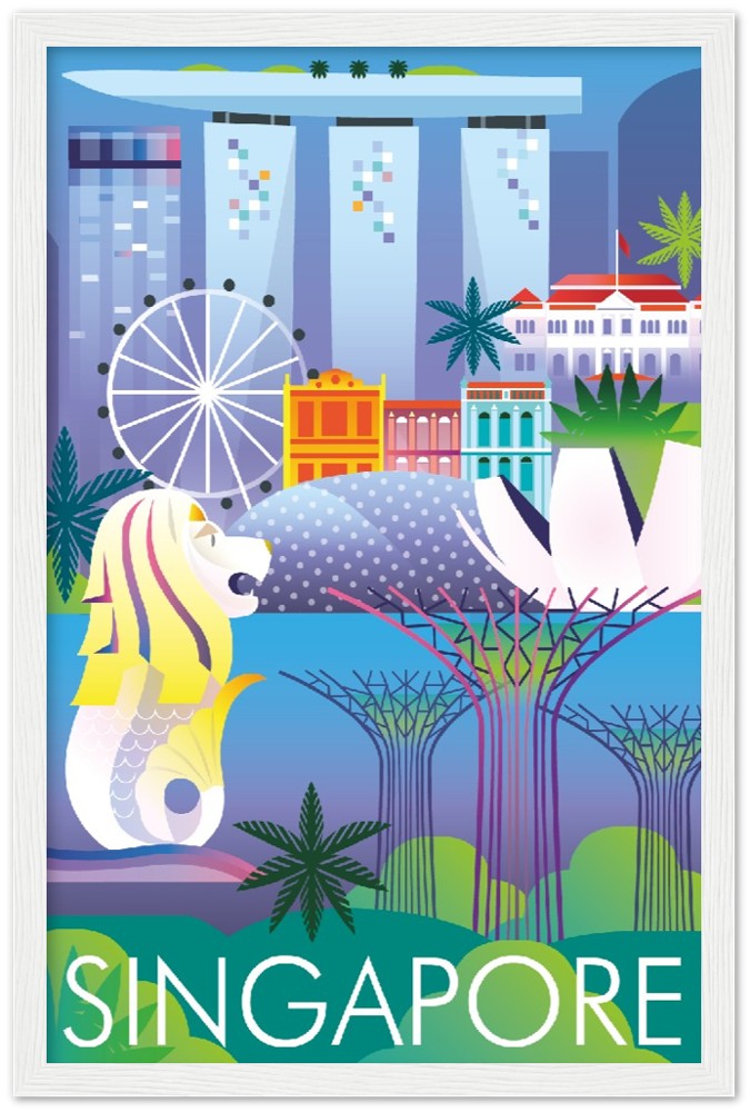 Singapore Premium Matte Paper Wooden Framed Poster