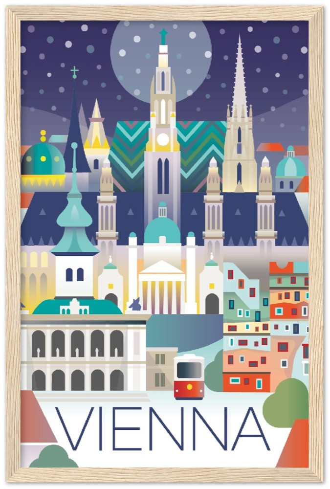 Vienna Premium Matte Paper Wooden Framed Poster