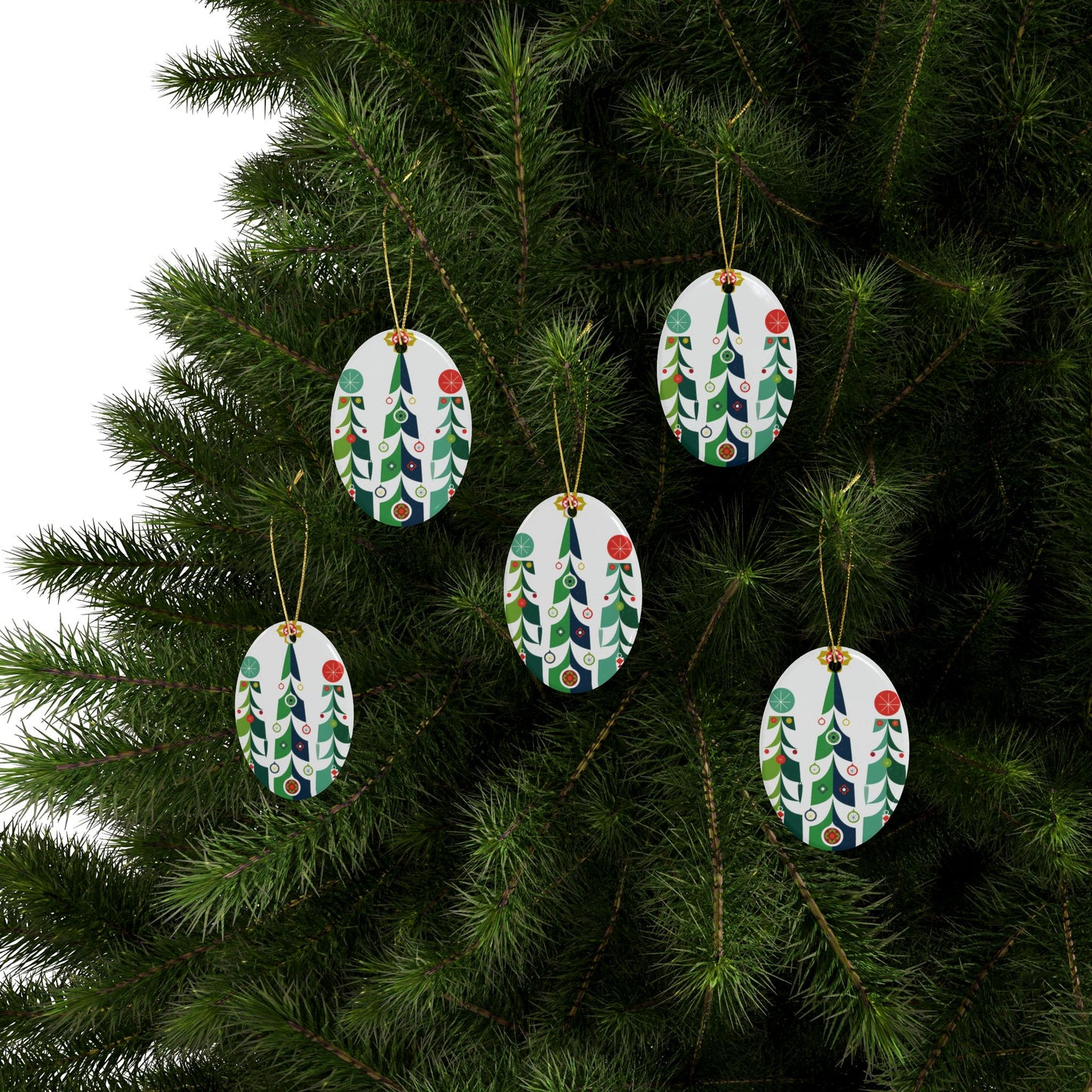 Scandi Trees Ceramic Ornament