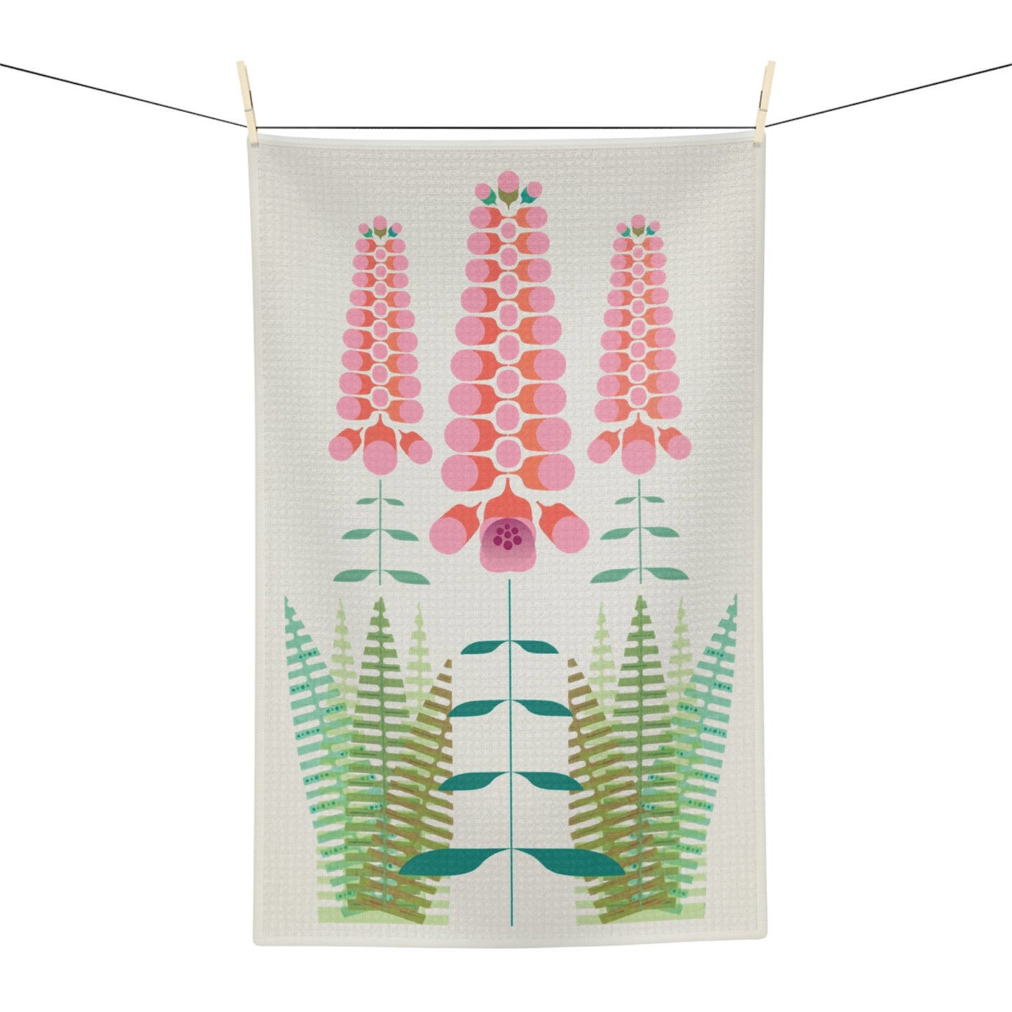 Floral Foxglove & Fern Microfiber Tea Towel