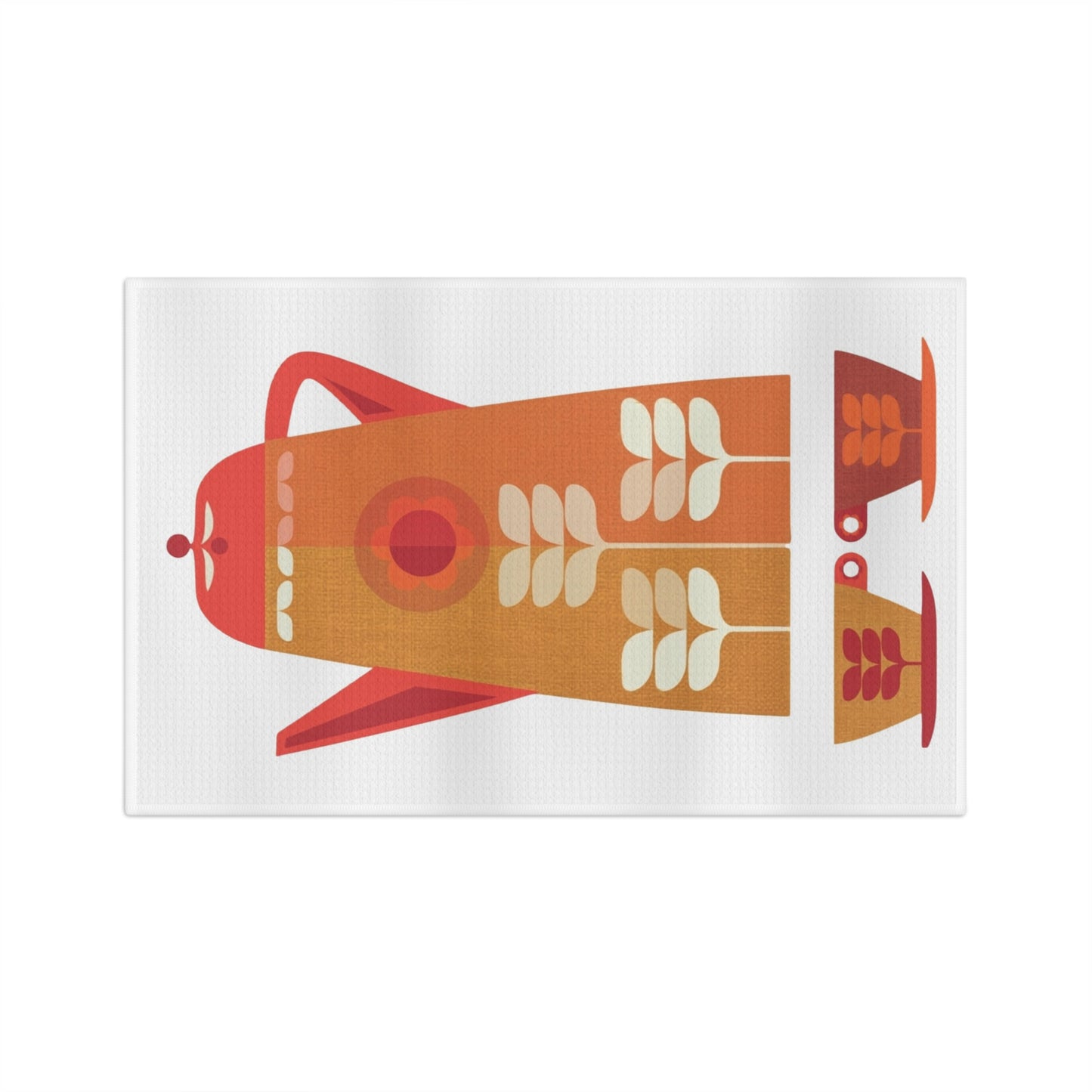 Mid-Century Coffee Pot & Cups Microfiber Tea Towel