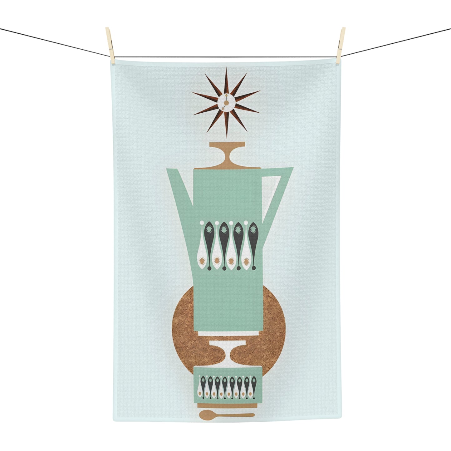 Mid-Century Teapot Microfiber Tea Towel