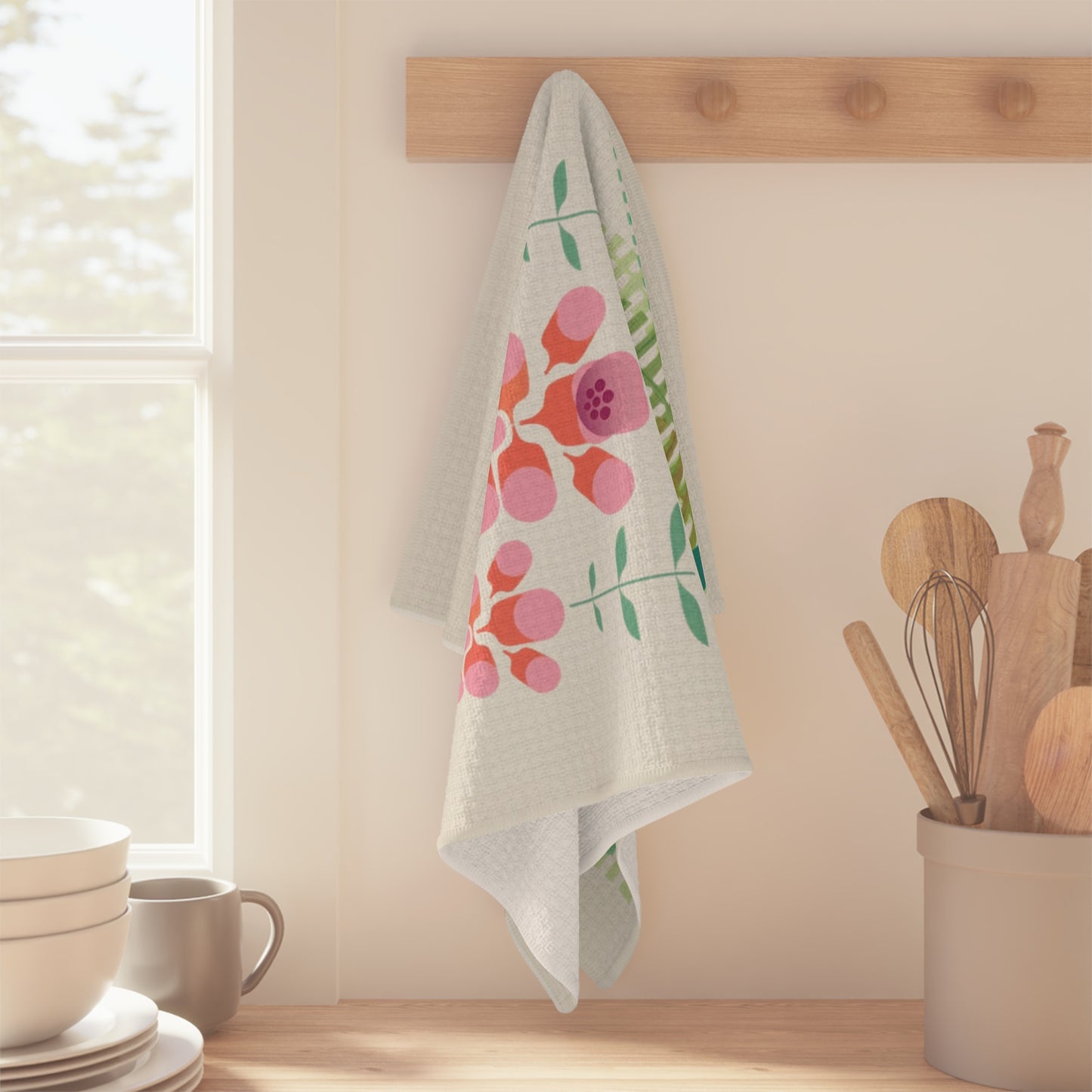 Floral Foxglove & Fern Microfiber Tea Towel