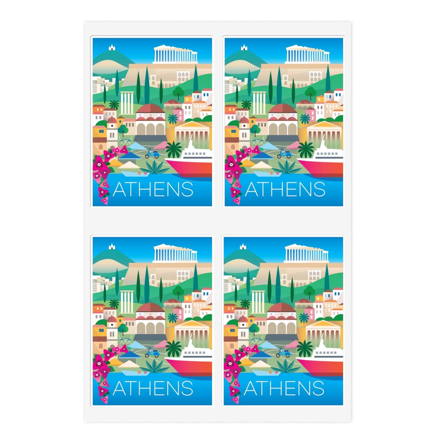 Feuille d’autocollants d’Athènes