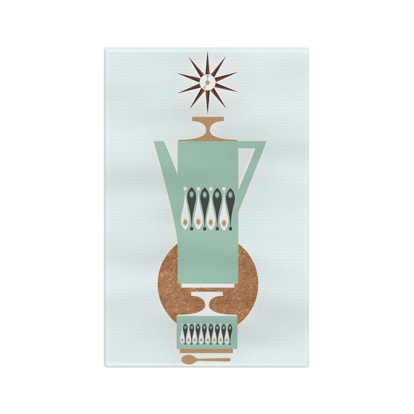 Mid-Century Teapot Microfiber Tea Towel
