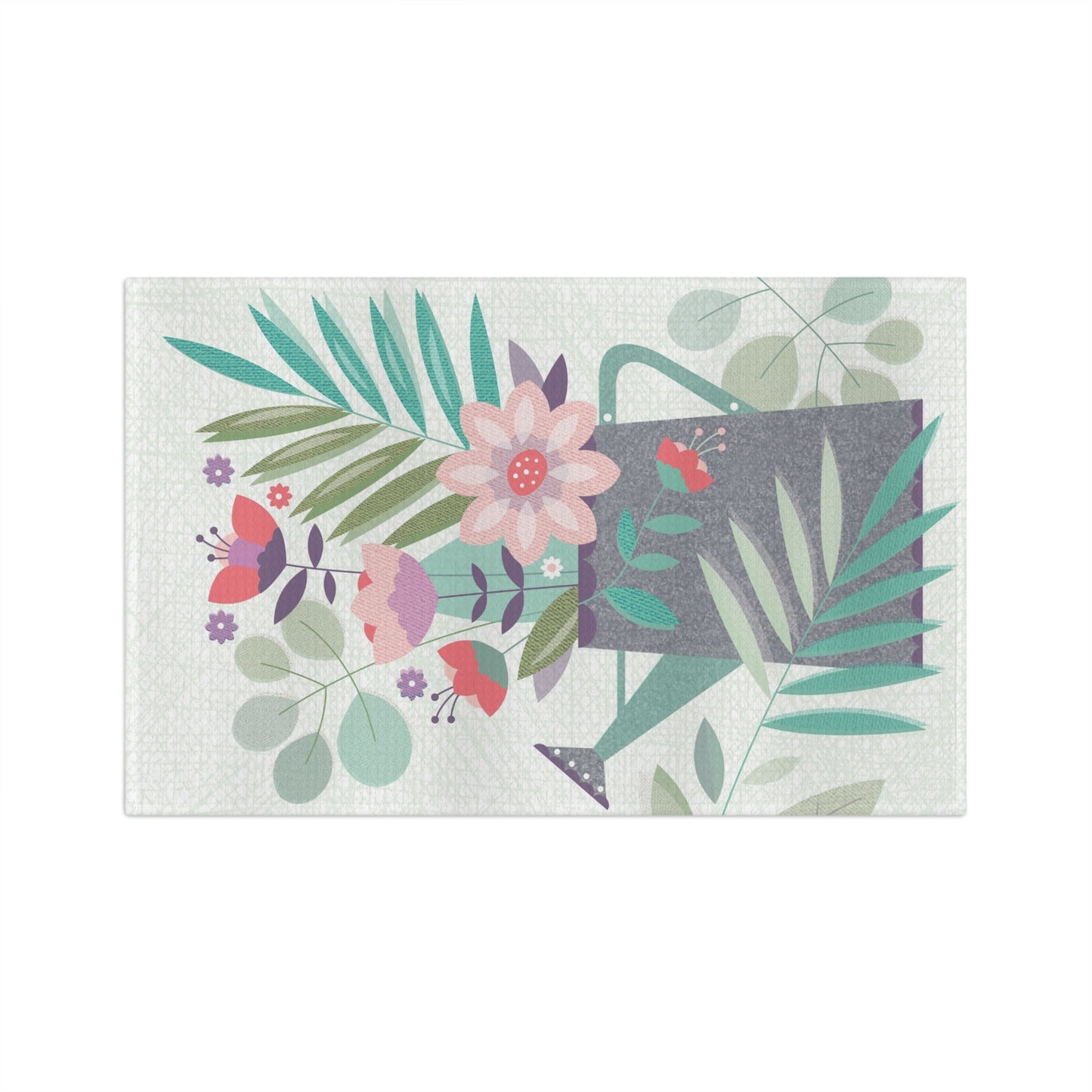 Floral Watering Can Microfiber Tea Towel