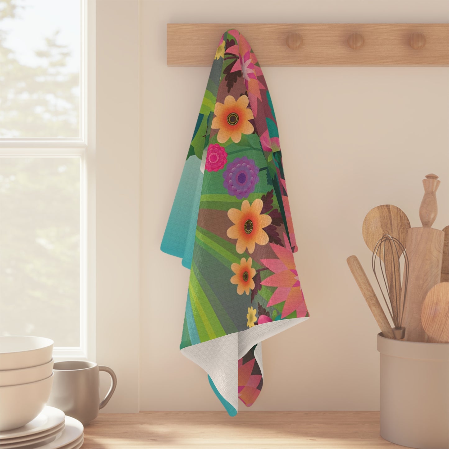 Dahlia Delight Microfiber Tea Towel
