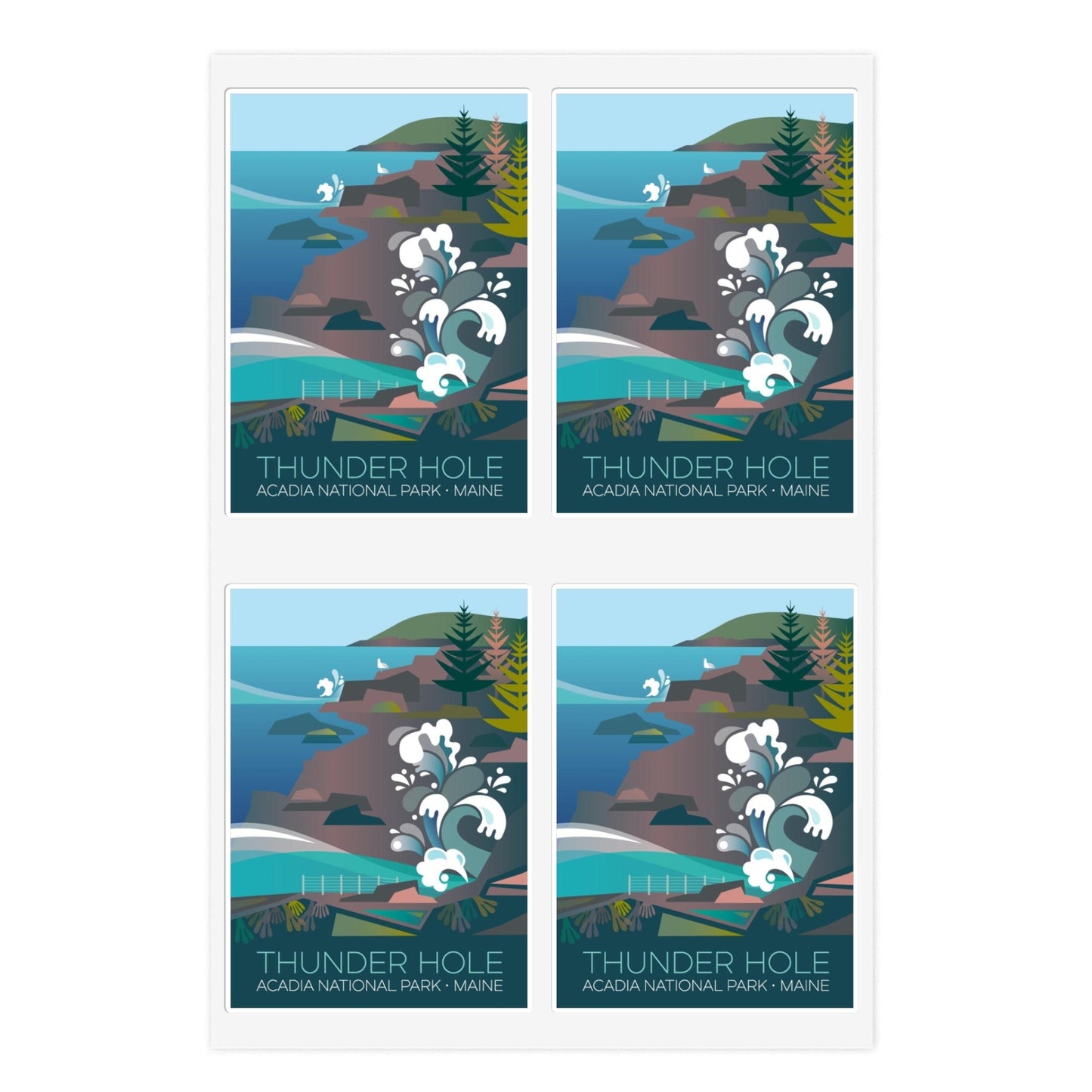 Acadia National Park, Thunder Hole Sticker Sheet
