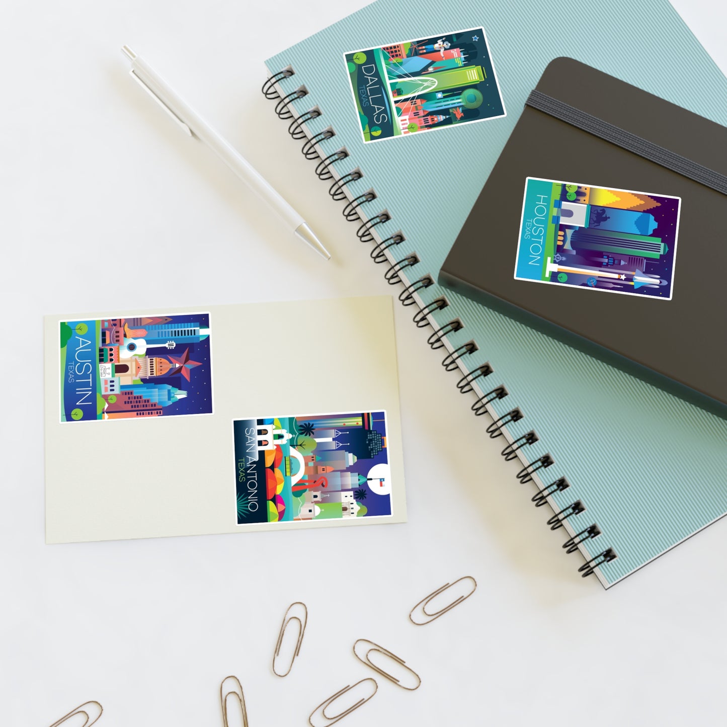 Texas Cities Sticker Sheet