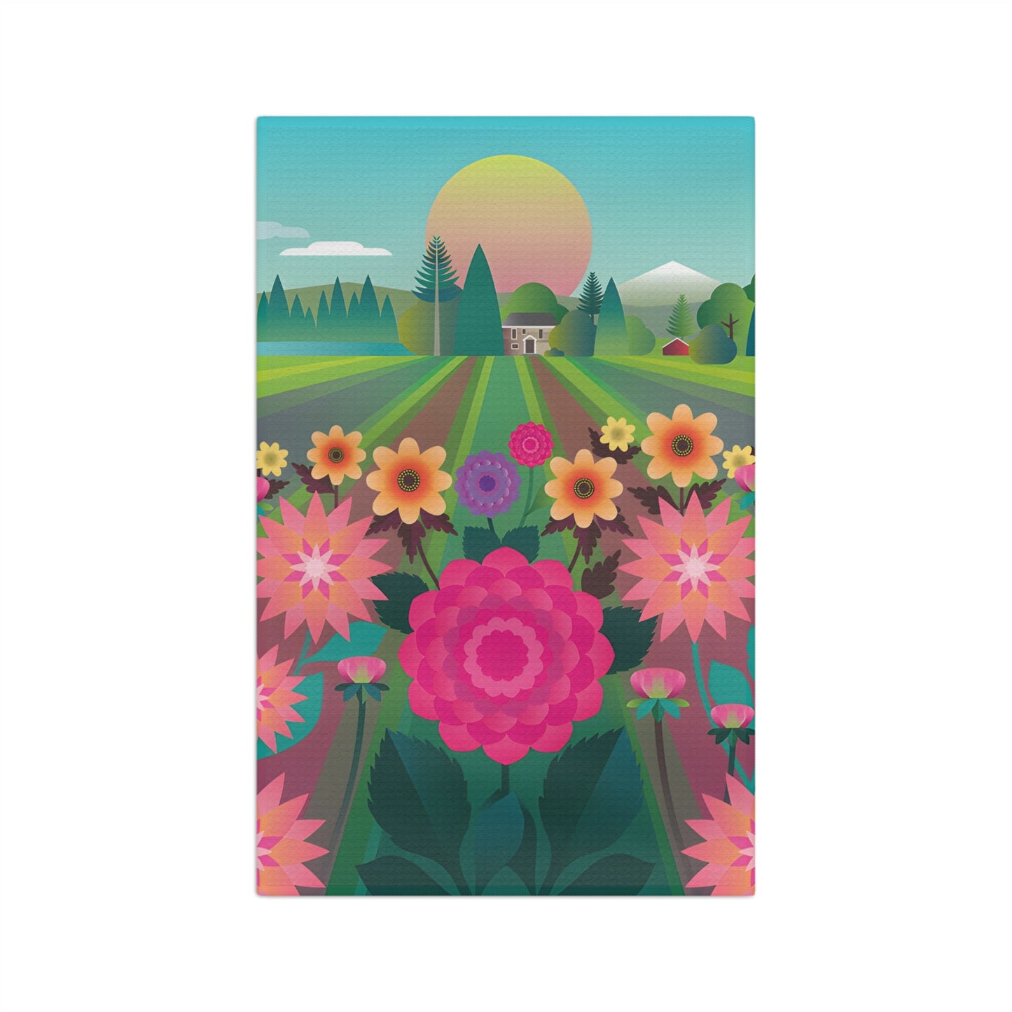 Dahlia Delight Microfiber Tea Towel