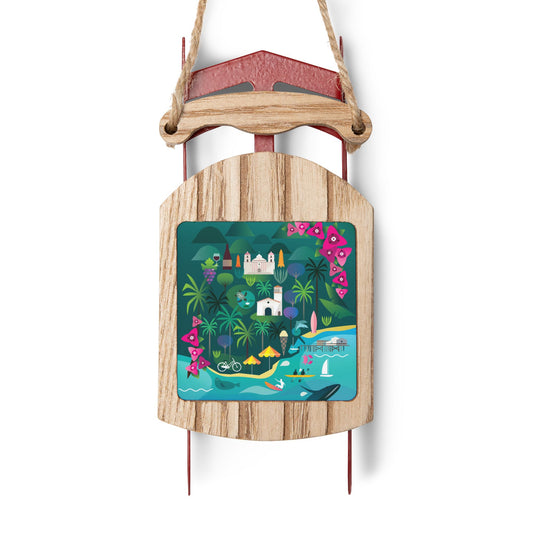 Santa Barbara Sled Ornament