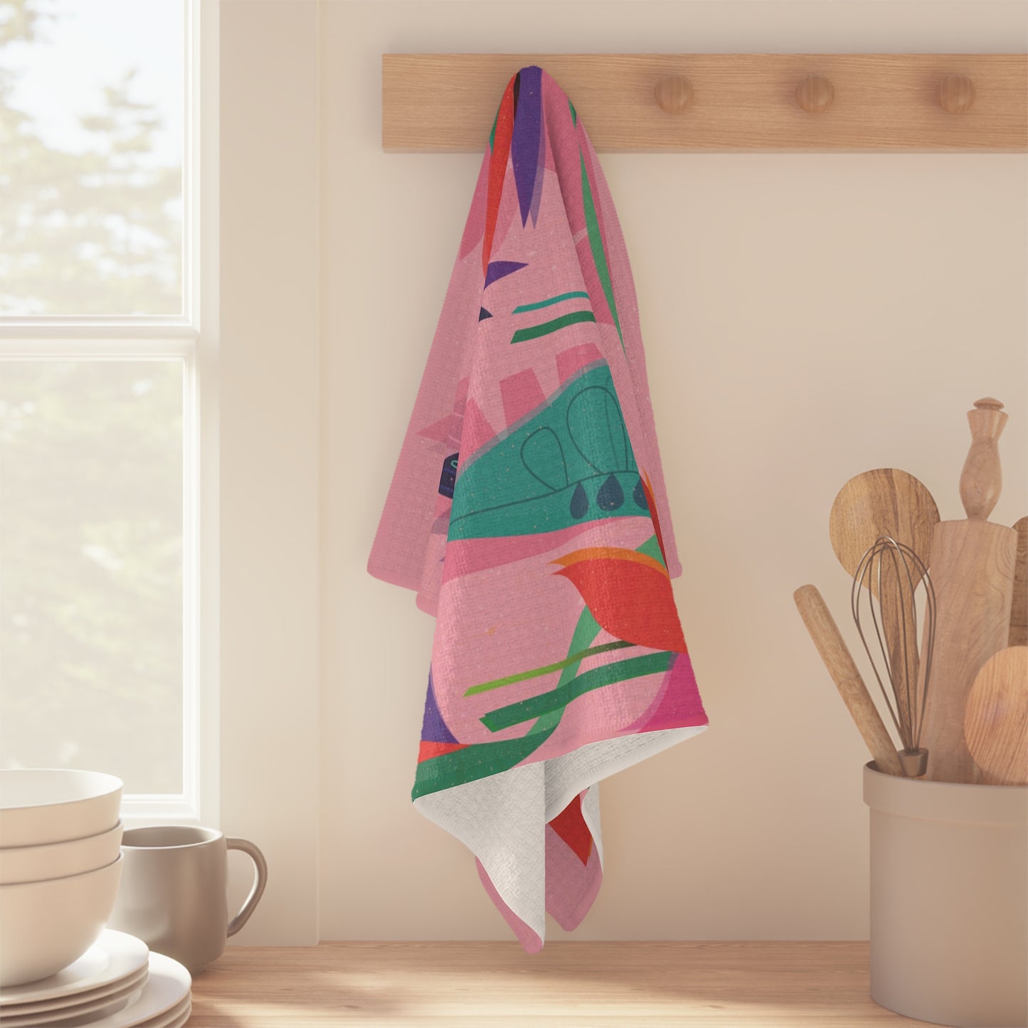 Hummingbird Floral Microfiber Tea Towel