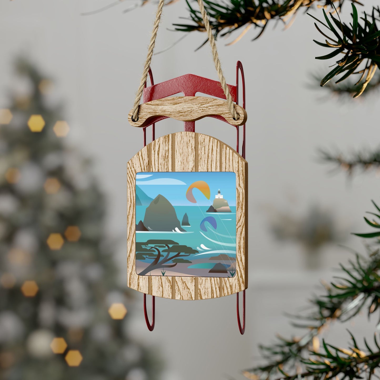 Cannon Beach Sled Ornament