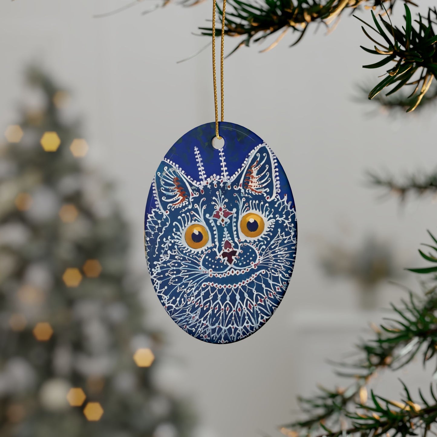 Blue Cat Ceramic Ornament
