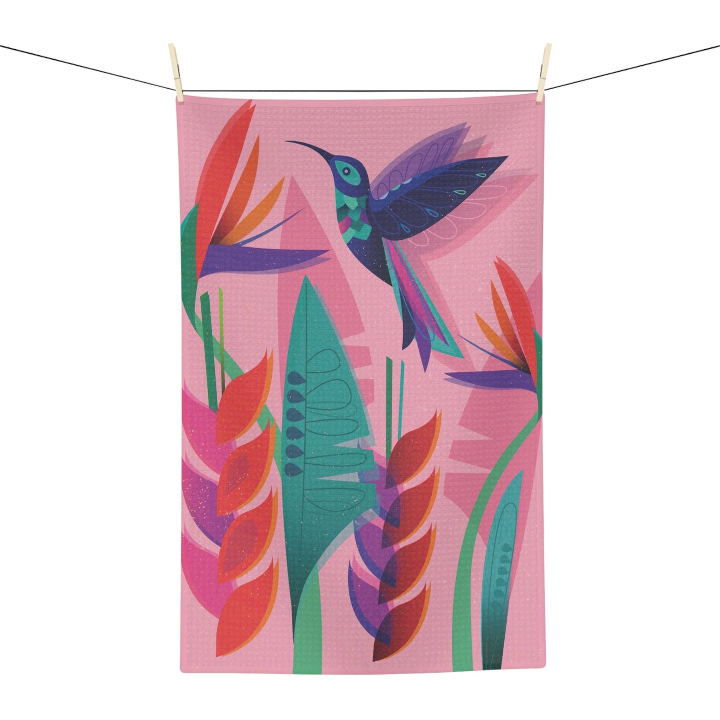 Hummingbird Floral Microfiber Tea Towel