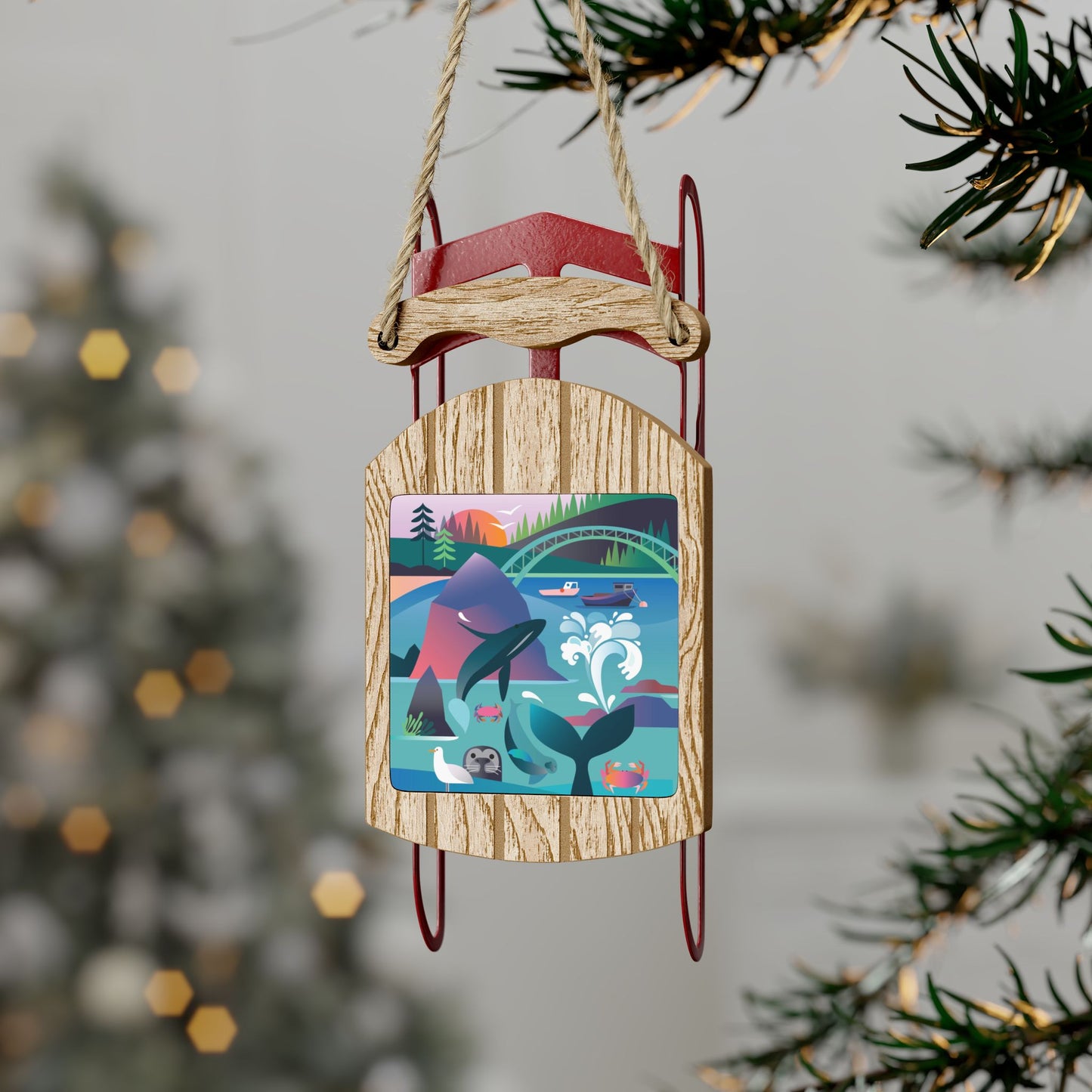 Oregon Coast Sled Ornament