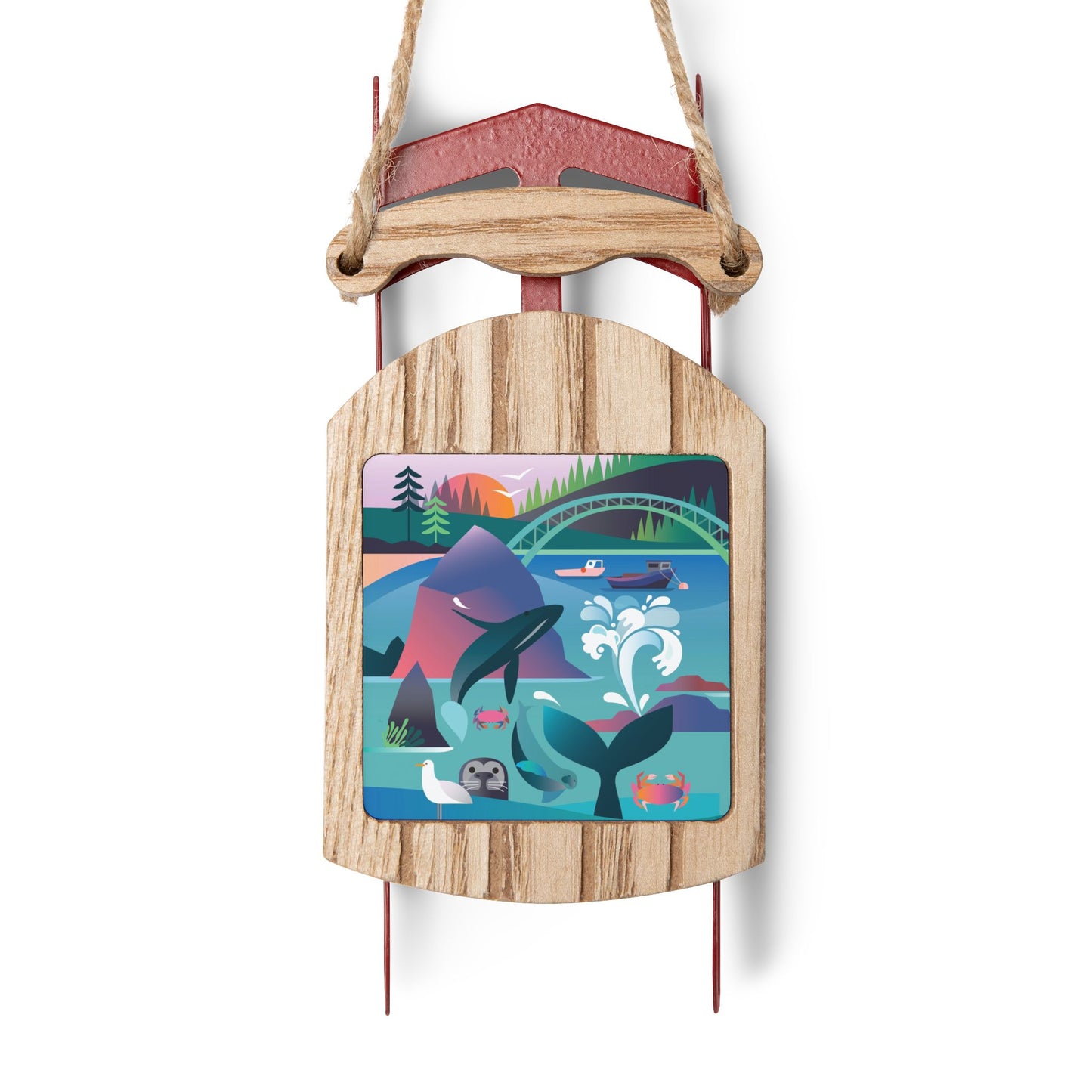 Oregon Coast Sled Ornament