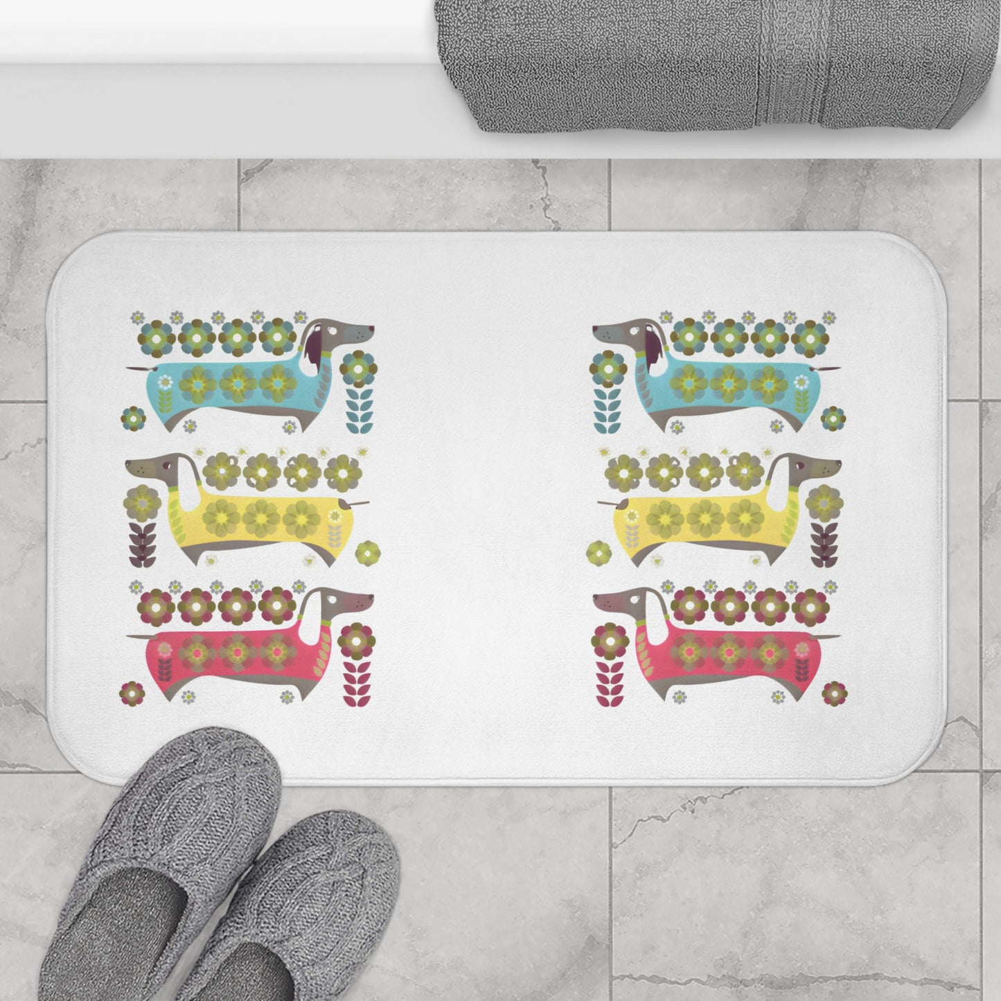 Dachshunds for Days Bath Mat, Non-Slip Bathroom Rug