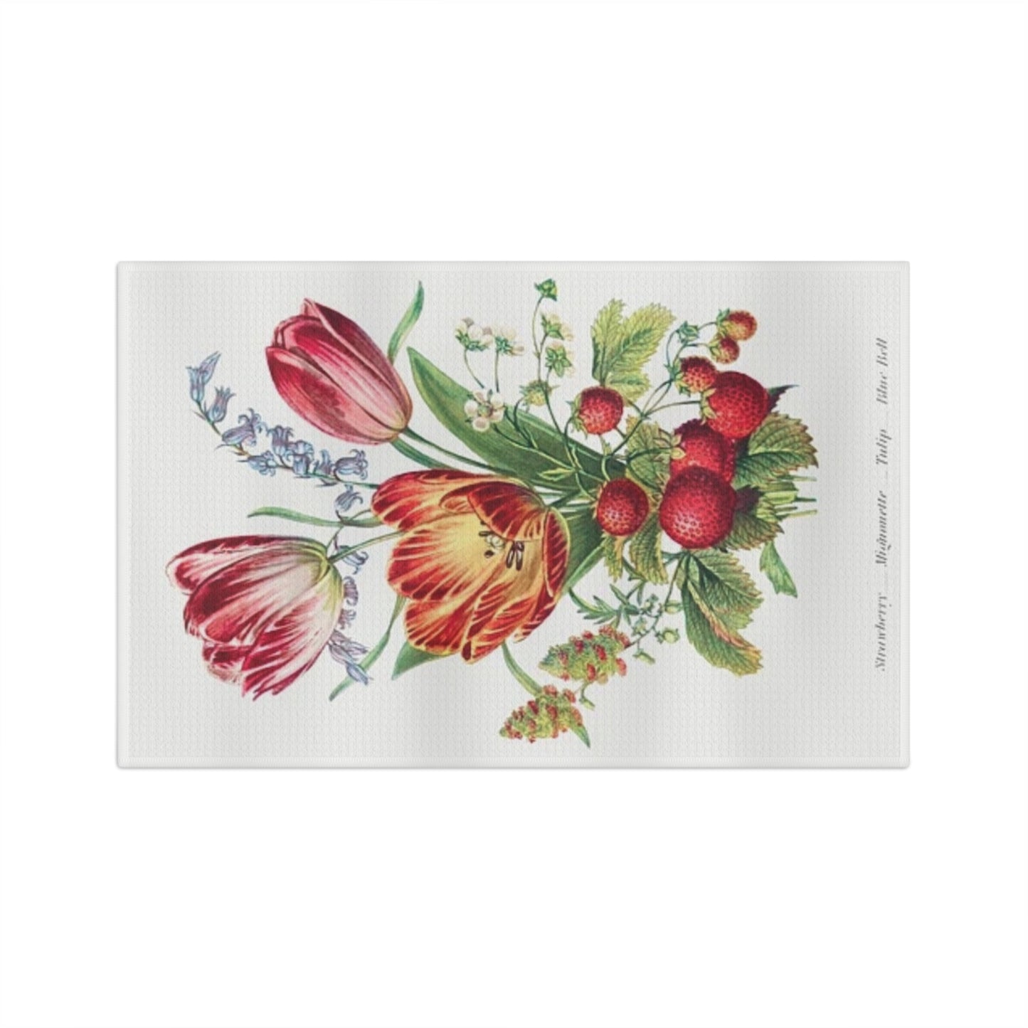 Tulips & Strawberries Vintage Botanical Microfiber Tea Towel