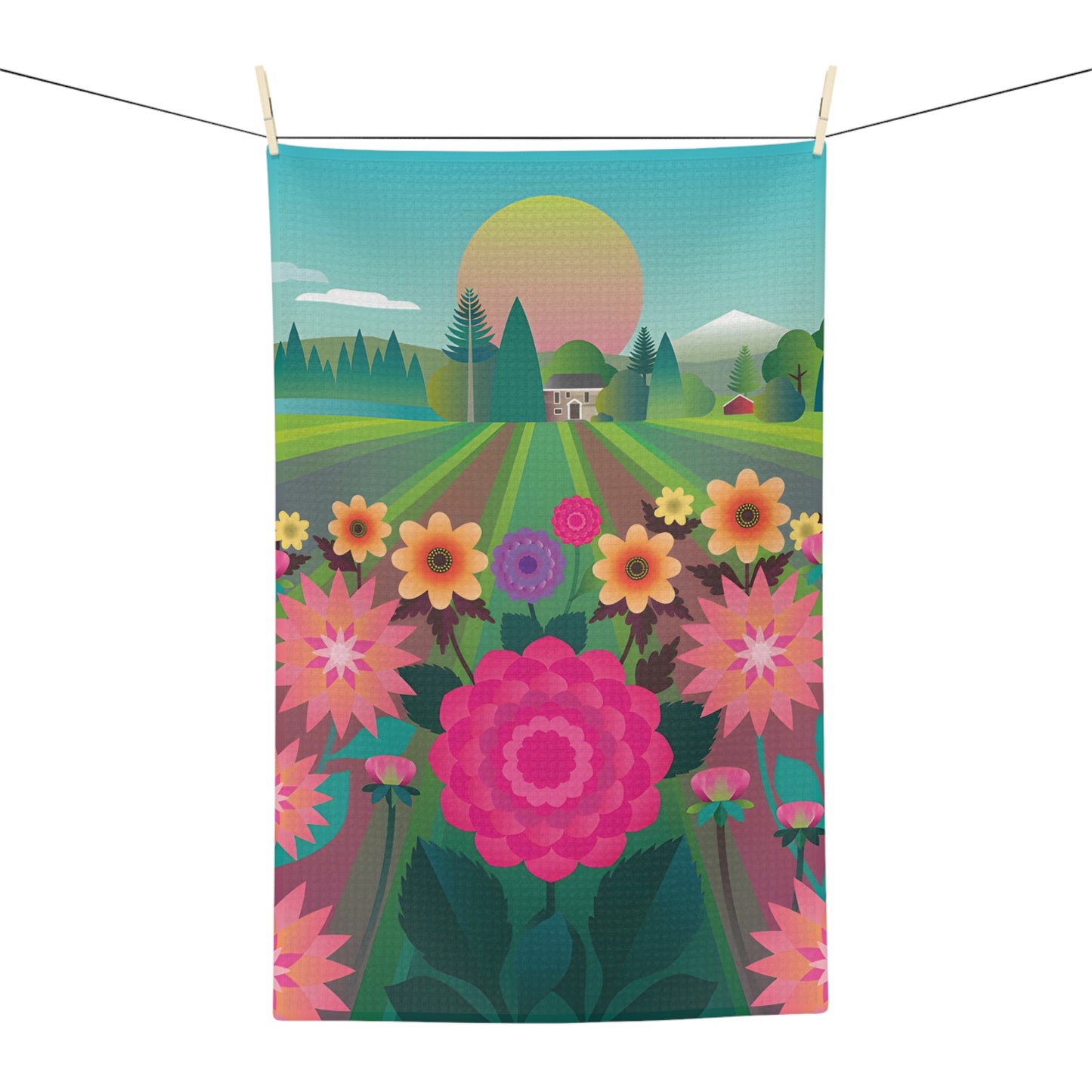 Dahlia Delight Microfiber Tea Towel
