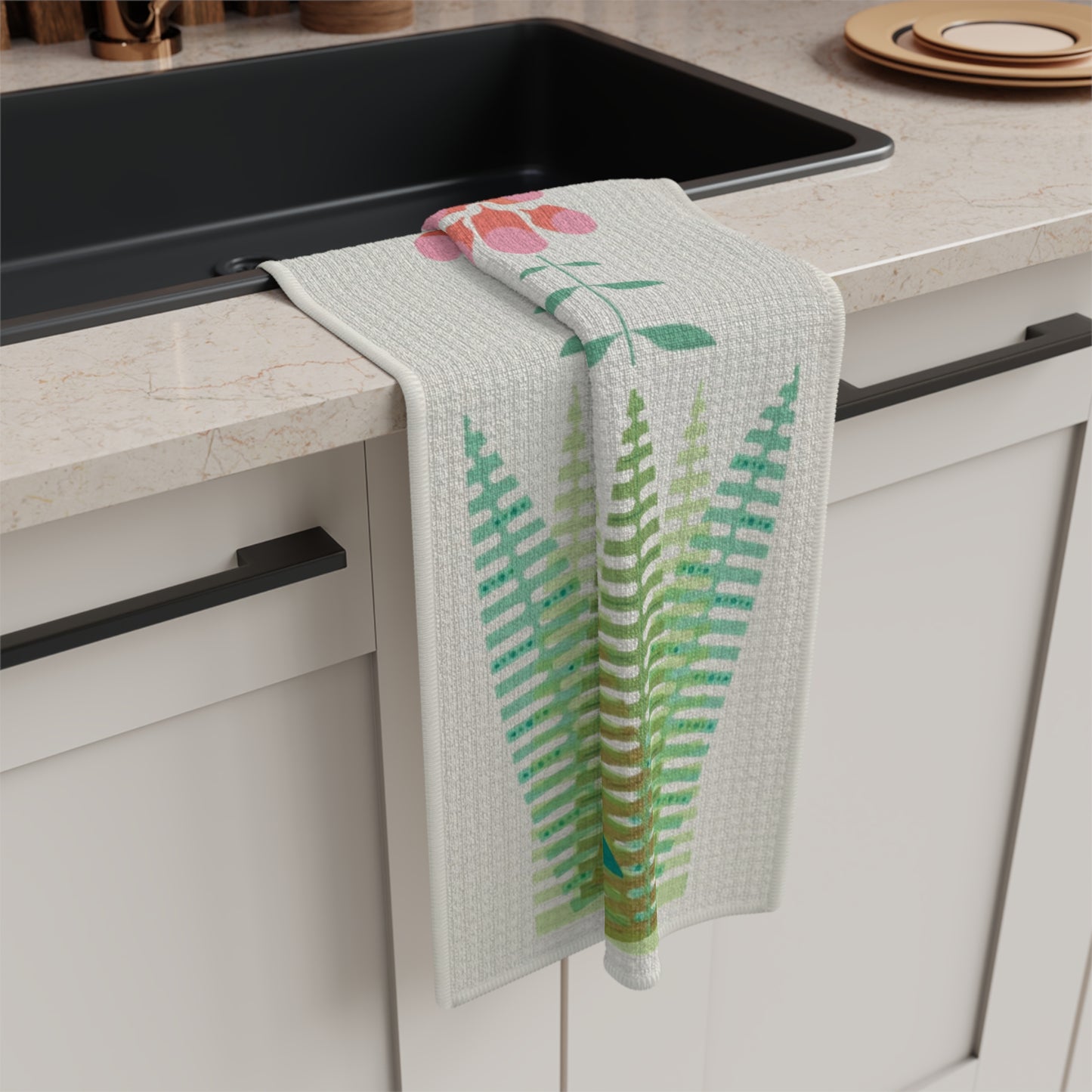 Floral Foxglove & Fern Microfiber Tea Towel