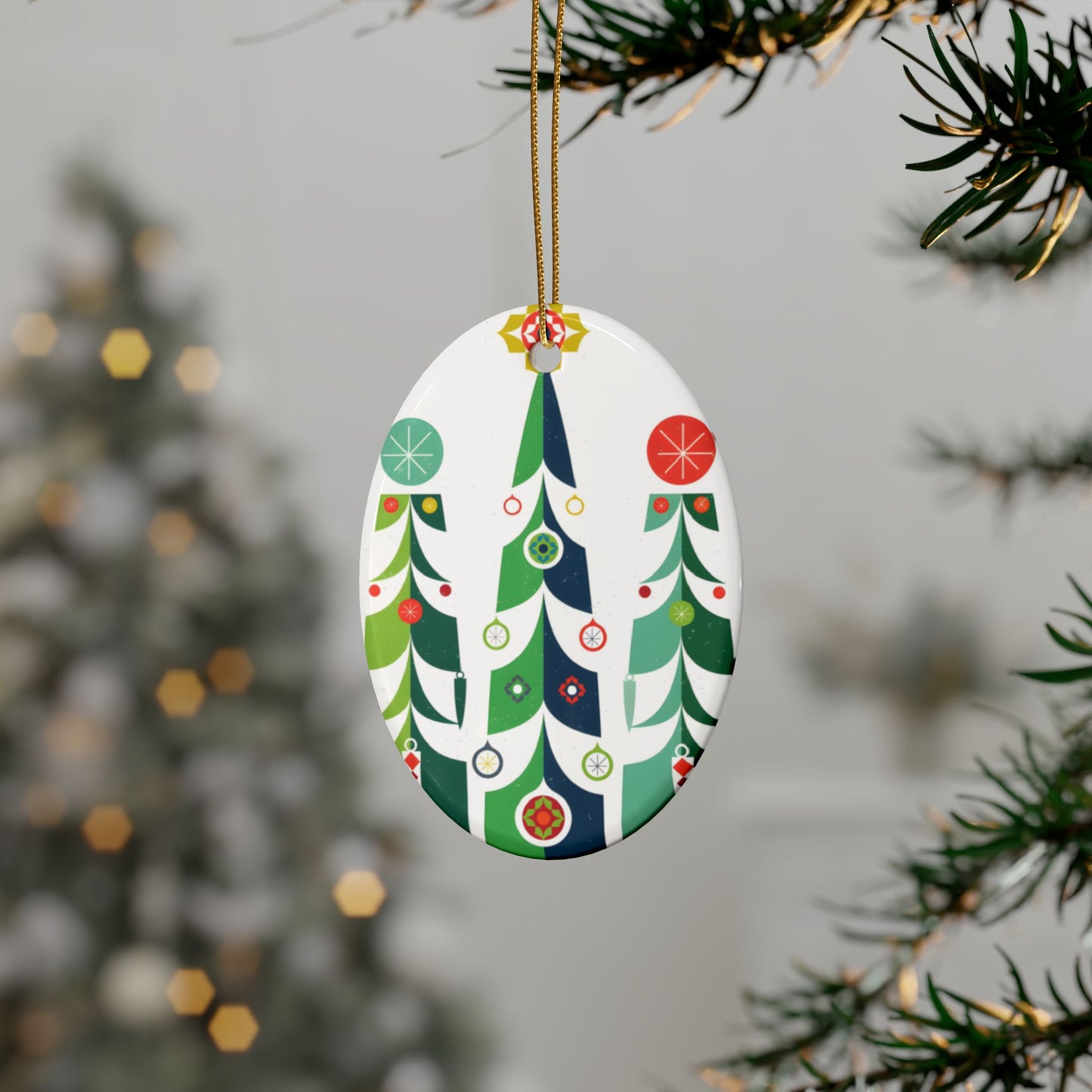 Scandi Trees Ceramic Ornament
