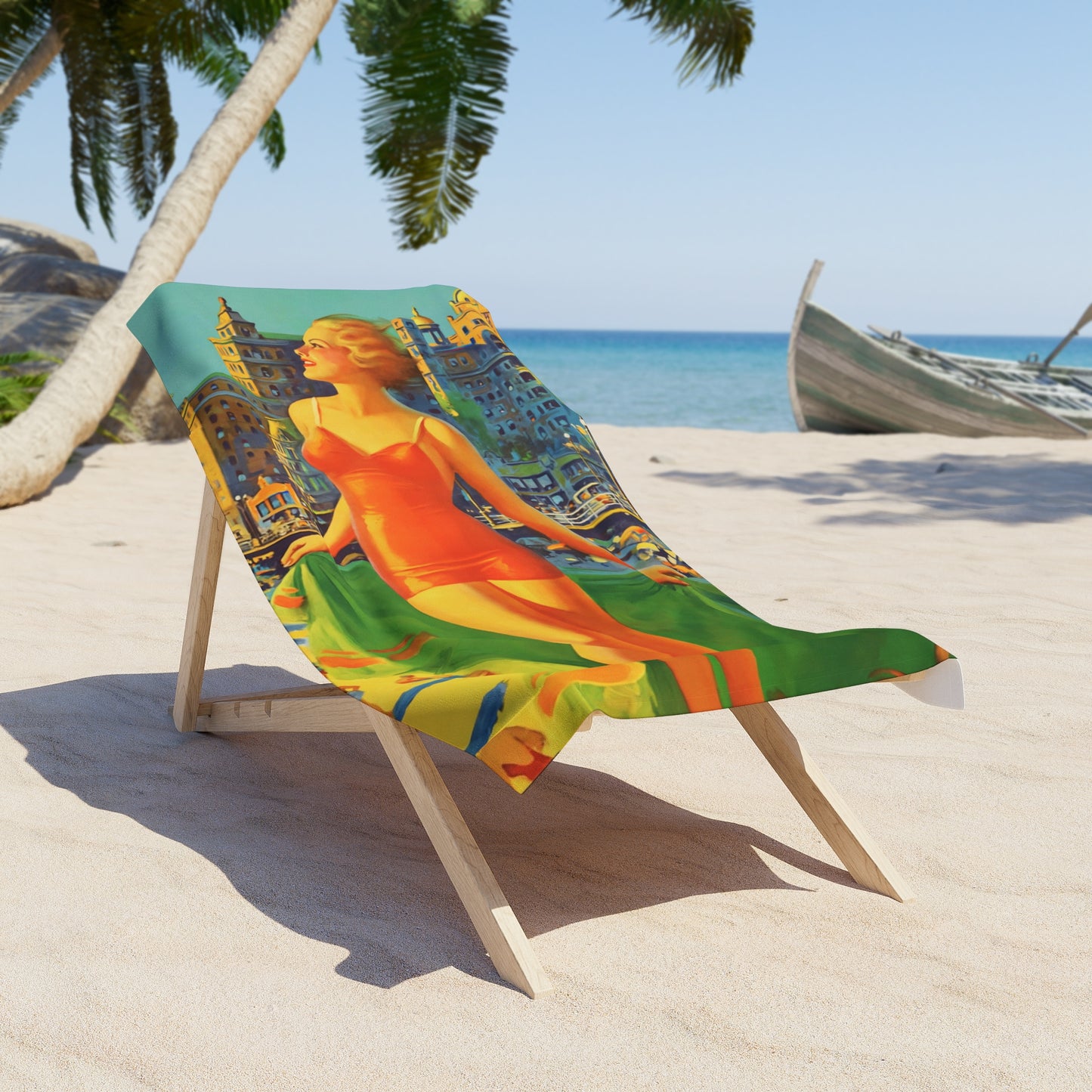 Atlantic City Vintage Beach Towel