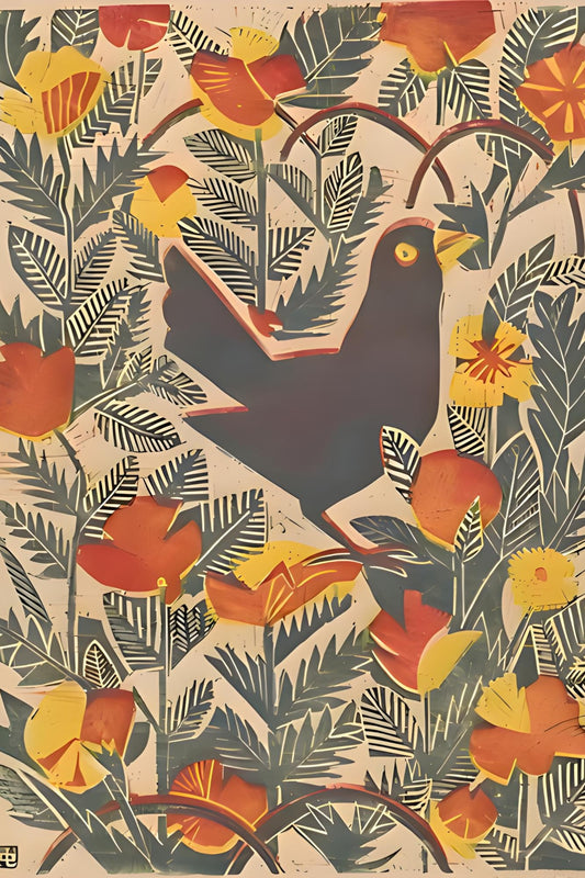 Bird in Orange Print