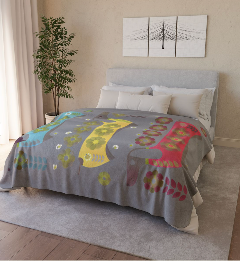 Dachshunds for Days Cozy Fleece Sherpa Blanket