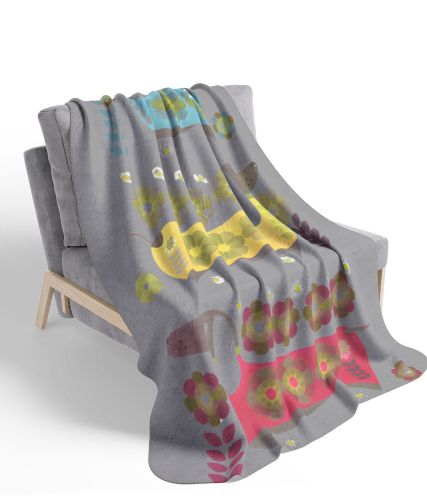 Dachshunds for Days Cozy Fleece Sherpa Blanket
