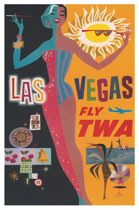 Las Vegas Fly TWA Postal Card