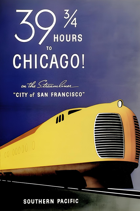 39 3/4 Hours to Chicago Postal Card