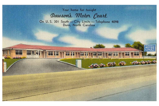 Dawson's Motor Court Postal Card